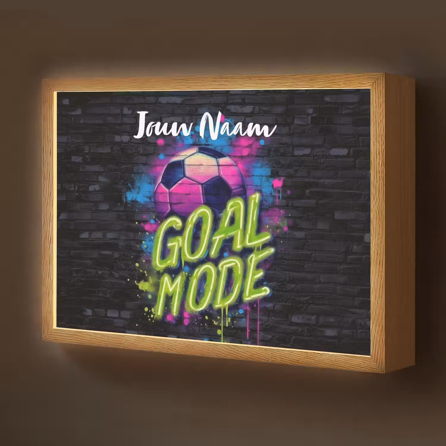 Neon - Graffiti - Voetbal - Kleurrijk Light Box met batterij (Wandlamp kind) middel -z3d_website