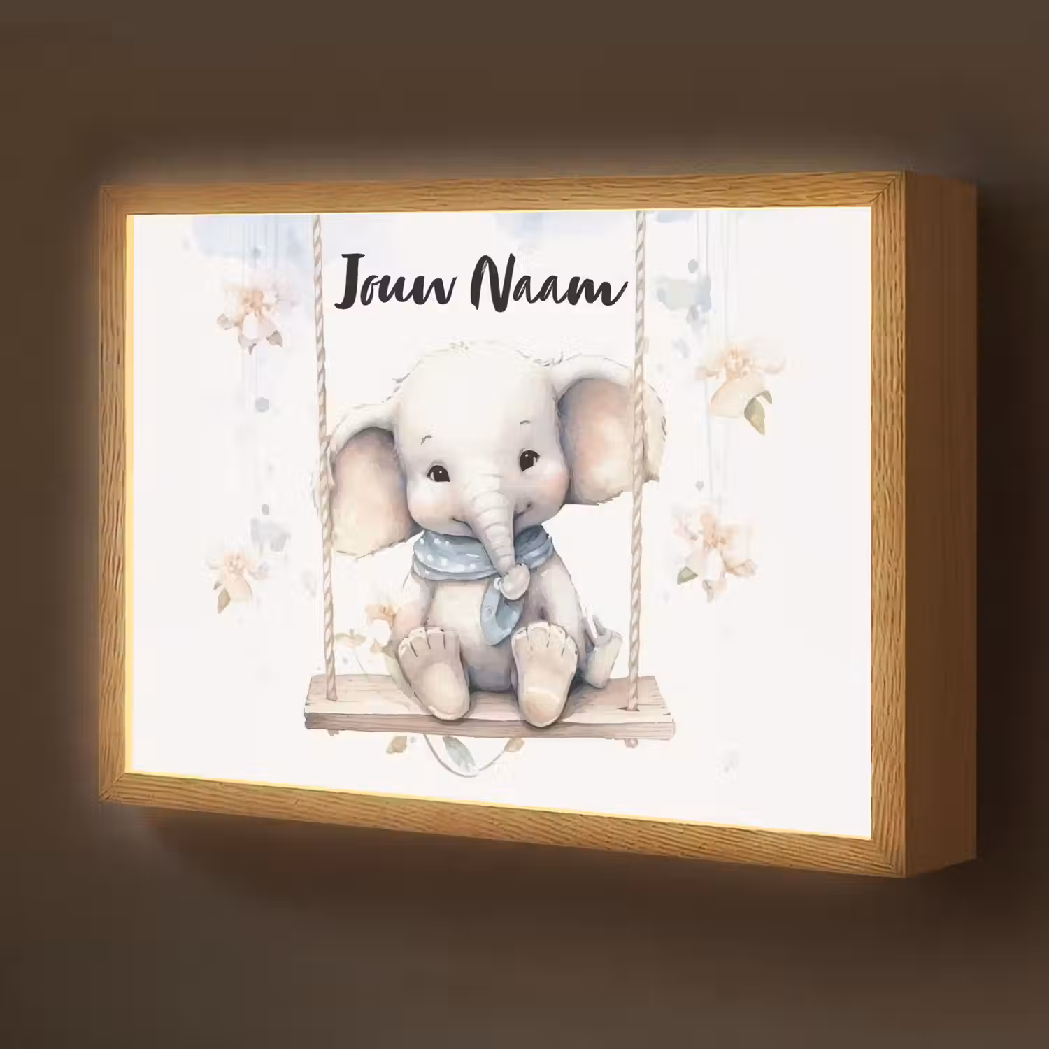 Olifant - Dier - Kinderen Light Box met batterij (Wandlamp kind) middel -z3d_website