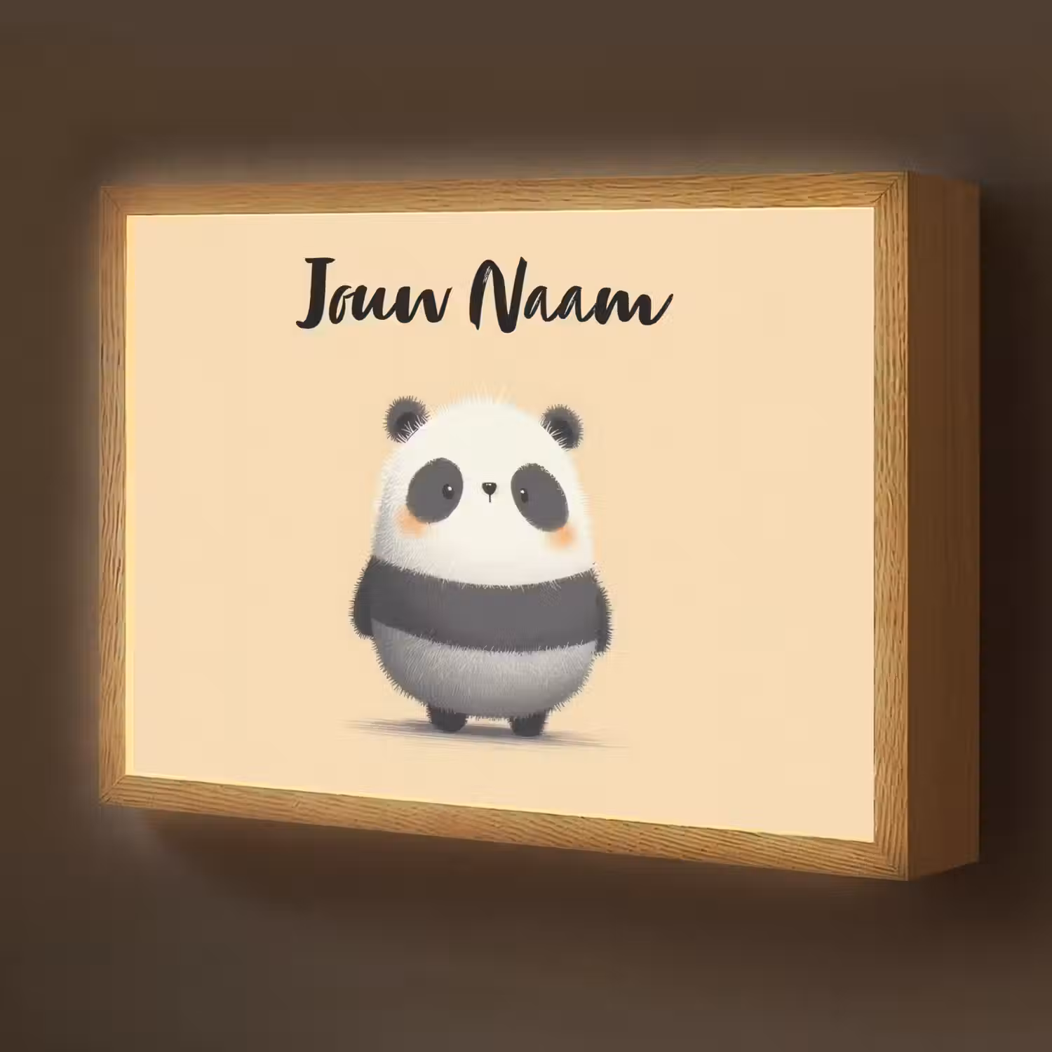 Panda - Beige - Minimalistisch Light Box met batterij (Wandlamp kind) middel -z3d_website