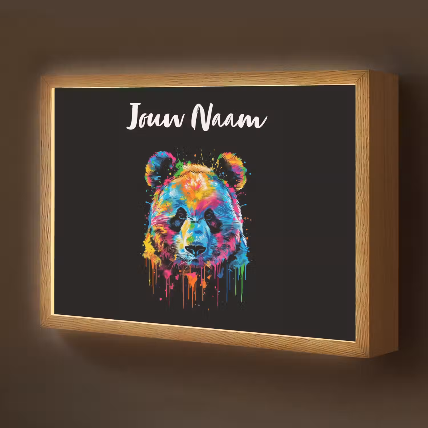 Panda - Dieren - Kleur - Verf - Zwart Light Box met batterij (Wandlamp kind) middel -z3d_website