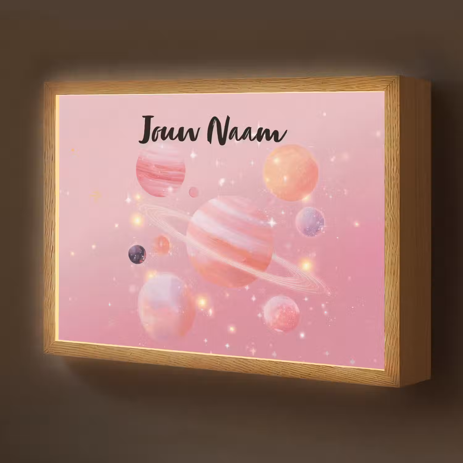 Planeten - Roze - Sterren Light Box met batterij (Wandlamp kind) middel -z3d_website