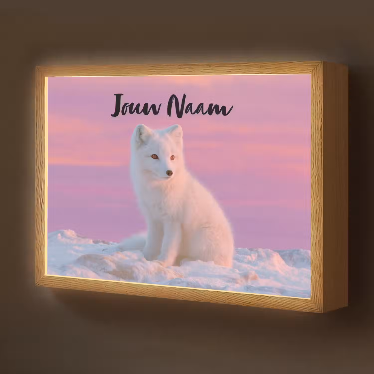 Poolvos - Sneeuw - Roze Light Box met batterij (Wandlamp kind) middel -z3d_website