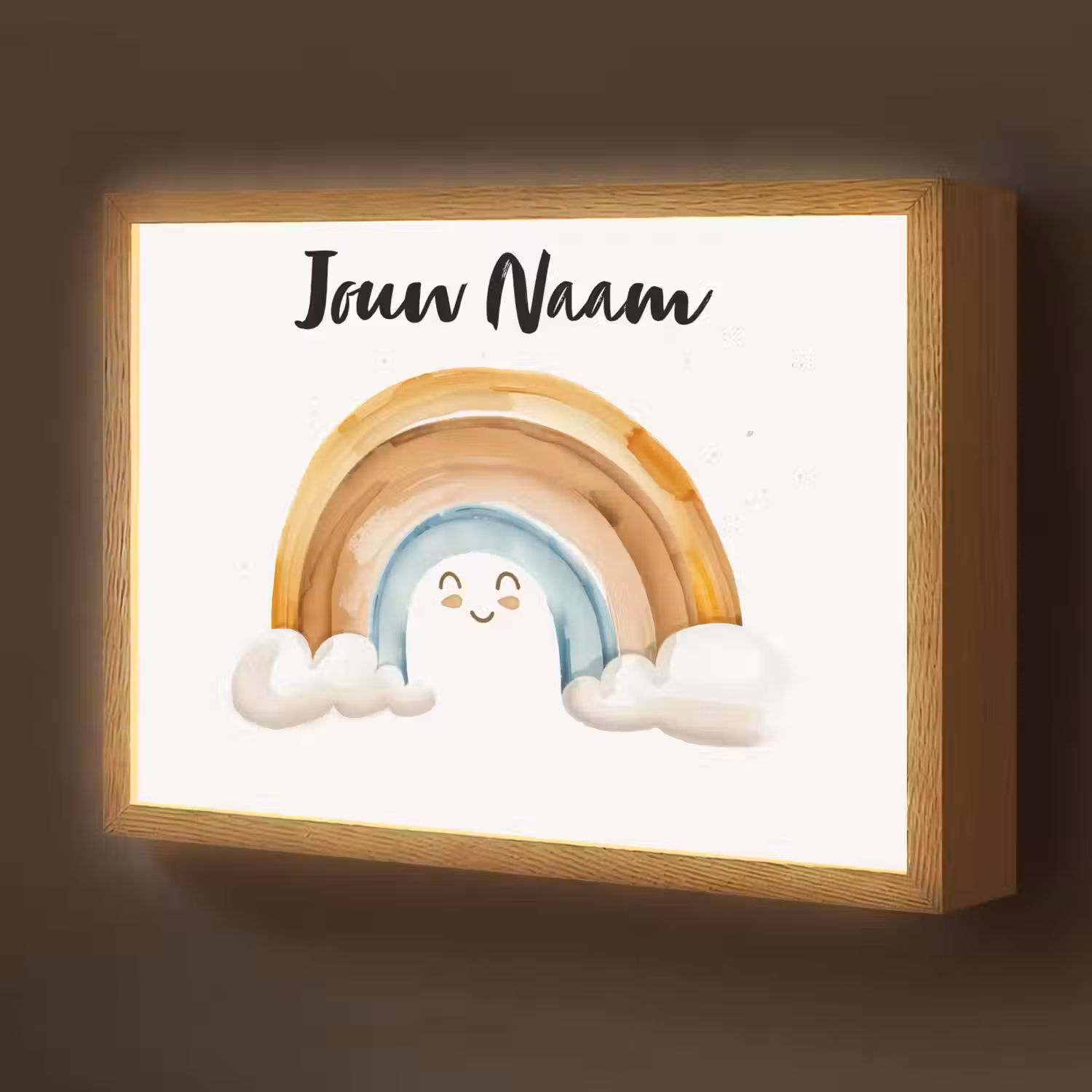 Regenboog - Pastel kleuren Light Box met batterij (Wandlamp kind) middel -z3d_website