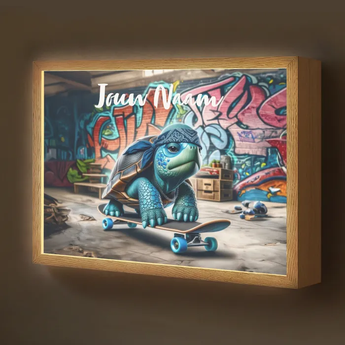 Schildpad - Graffiti - Skateboard - Jongens Light Box met batterij (Wandlamp kind) middel -z3d_website