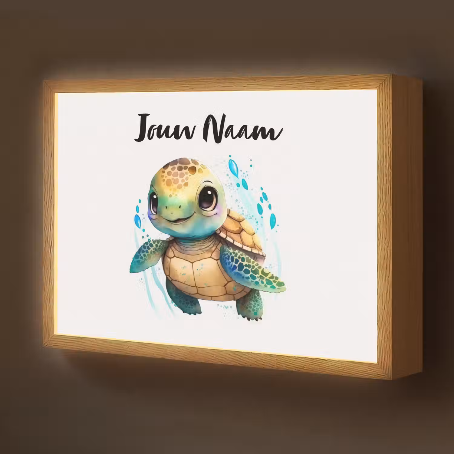 Schildpad - Waterverf - Kleuren - Dieren - Meisjes - Jongens Light Box met batterij (Wandlamp kind) middel -z3d_website