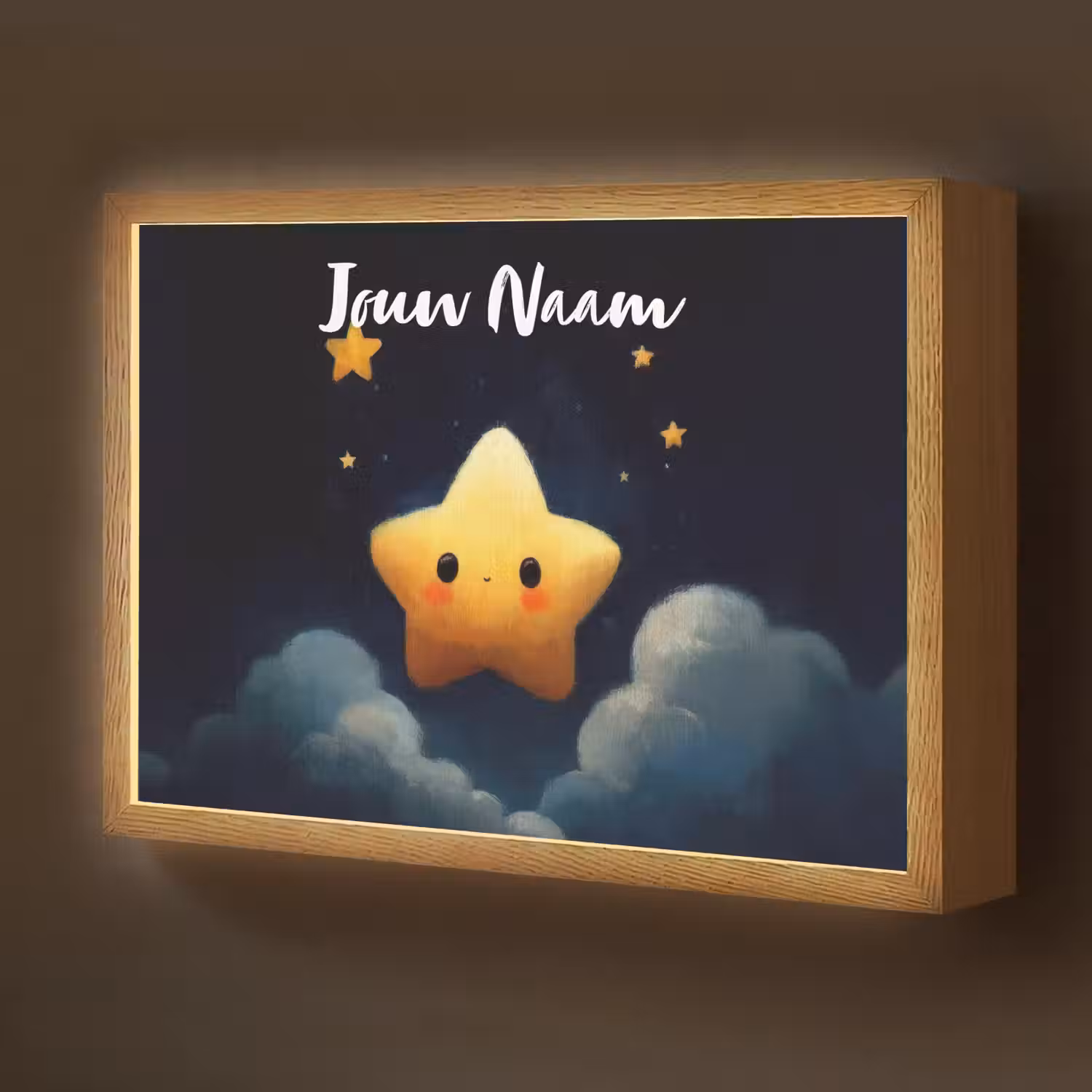 Ster - Gezichtje - Nacht - Wolken Light Box met batterij (Wandlamp kind) middel -z3d_website