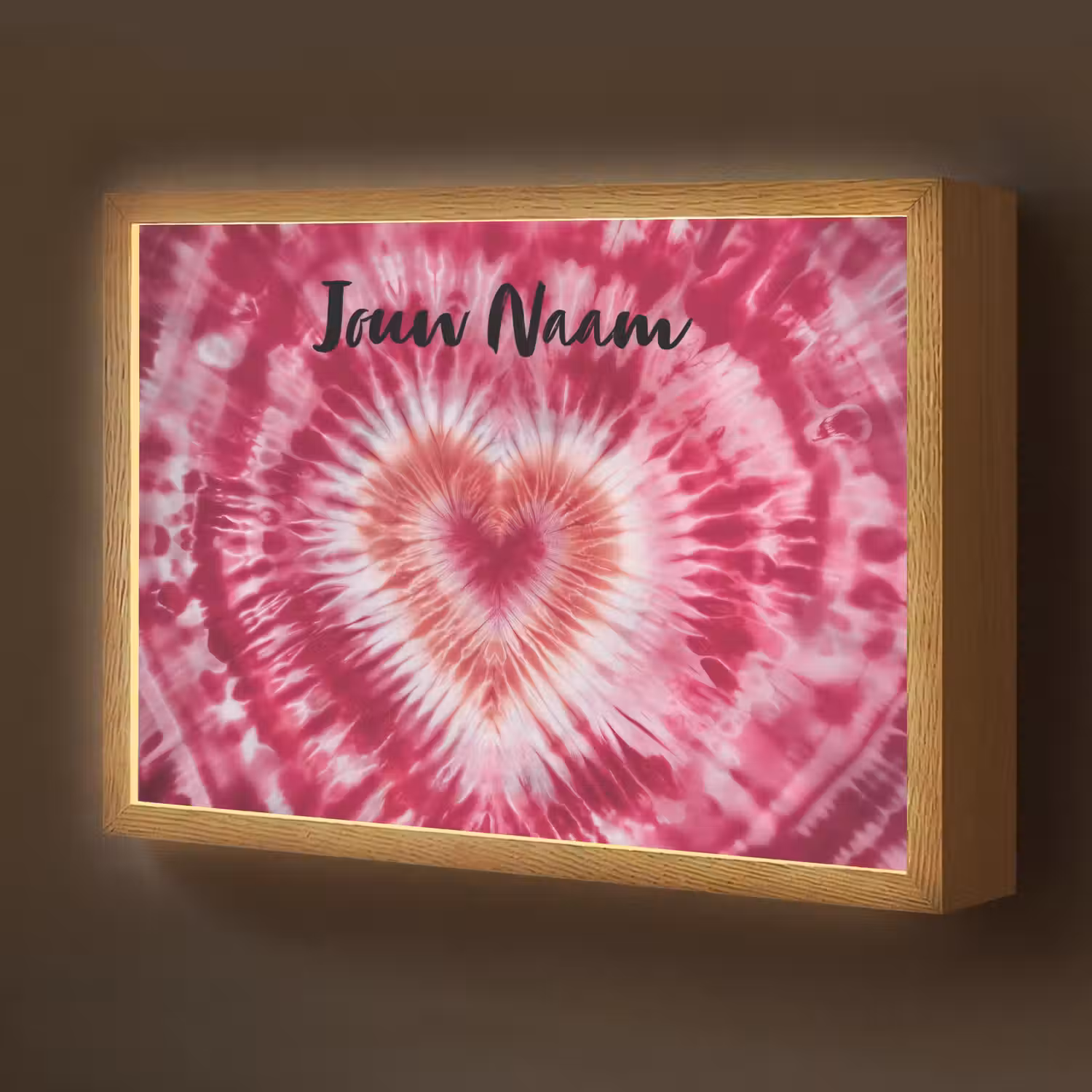 Tie Dye - Hartvorm - Roze Light Box met batterij (Wandlamp kind) middel -z3d_website
