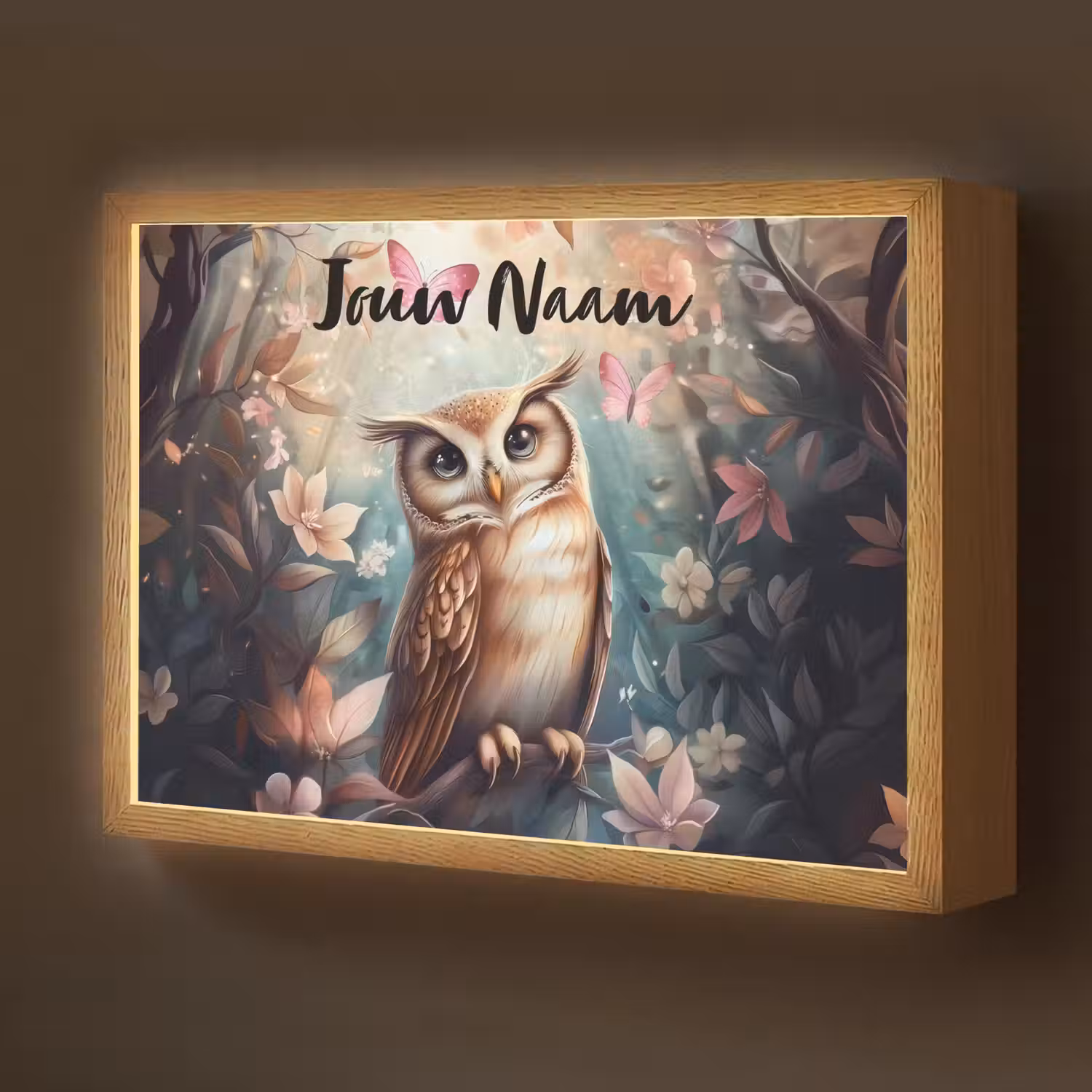 Uil - Bos - Bloemen - Vlinders Light Box met batterij (Wandlamp kind) middel -z3d_website