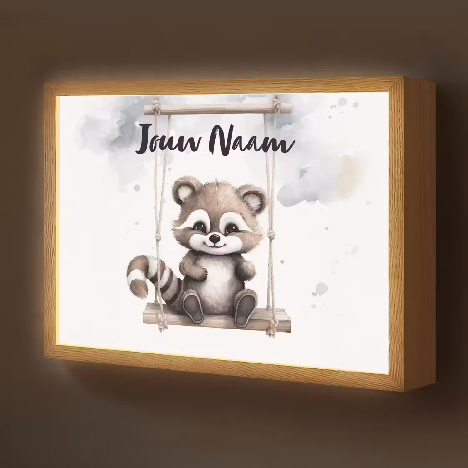 Wasbeer - Dier - Kinderen Light Box met batterij (Wandlamp kind) middel -z3d_website