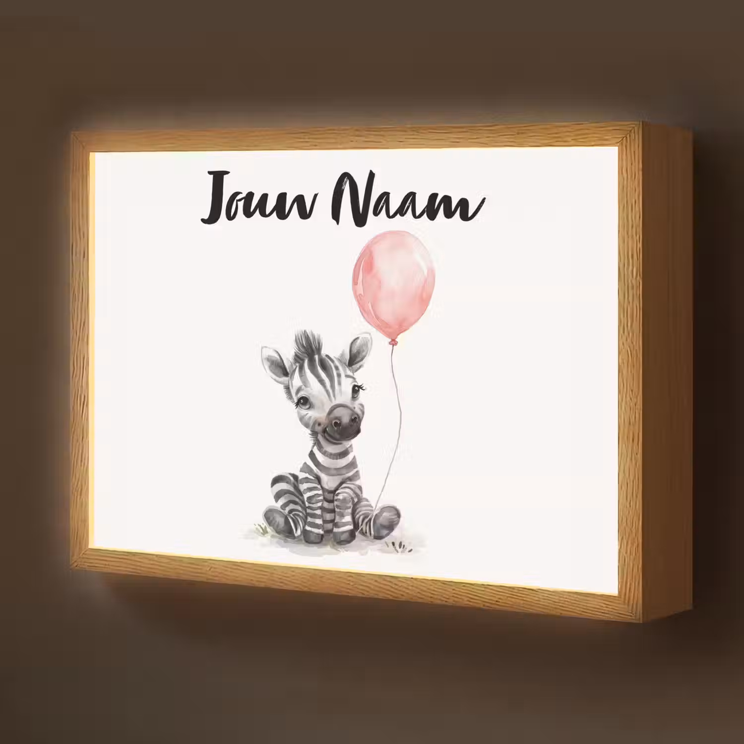 Zebra - Baby - Dieren - Roze ballon Light Box met batterij (Wandlamp kind) middel -z3d_website