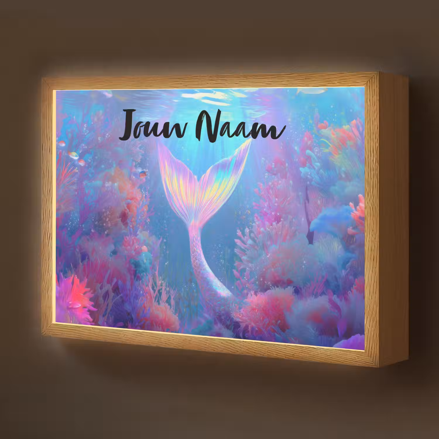 Zeemeerminnenstaart - Koraal - Water Light Box met batterij (Wandlamp kind) middel -z3d_website