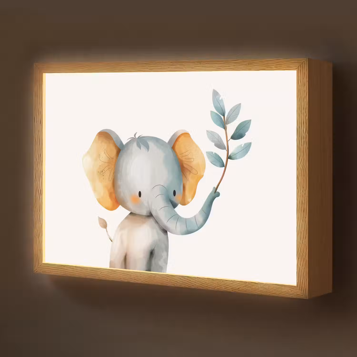 Olifant - Dier - Pastel kleuren Light Box met batterij (Wandlamp kind) middel -z3d_website