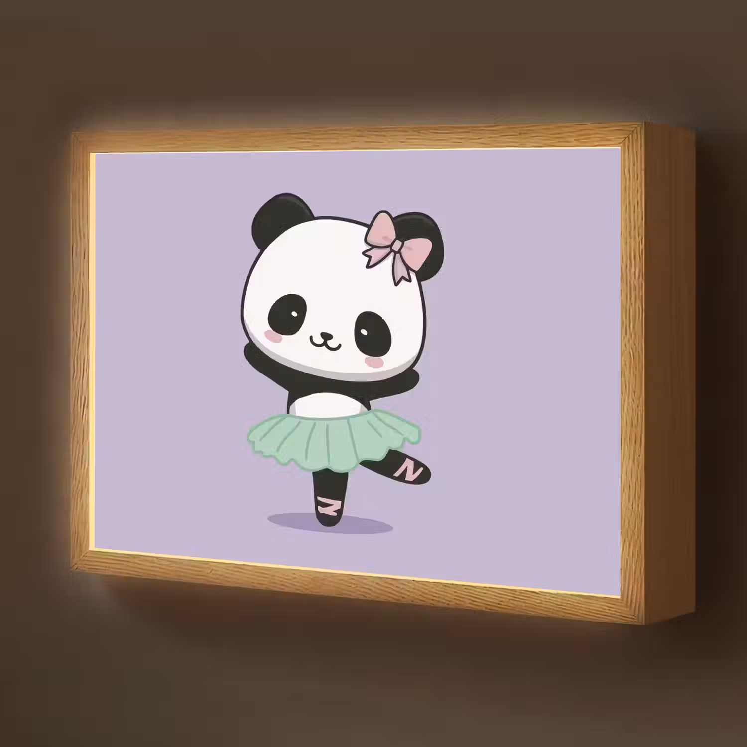 Panda - Paars - Sierlijk - Kawaii Light Box met batterij (Wandlamp kind) middel -z3d_website