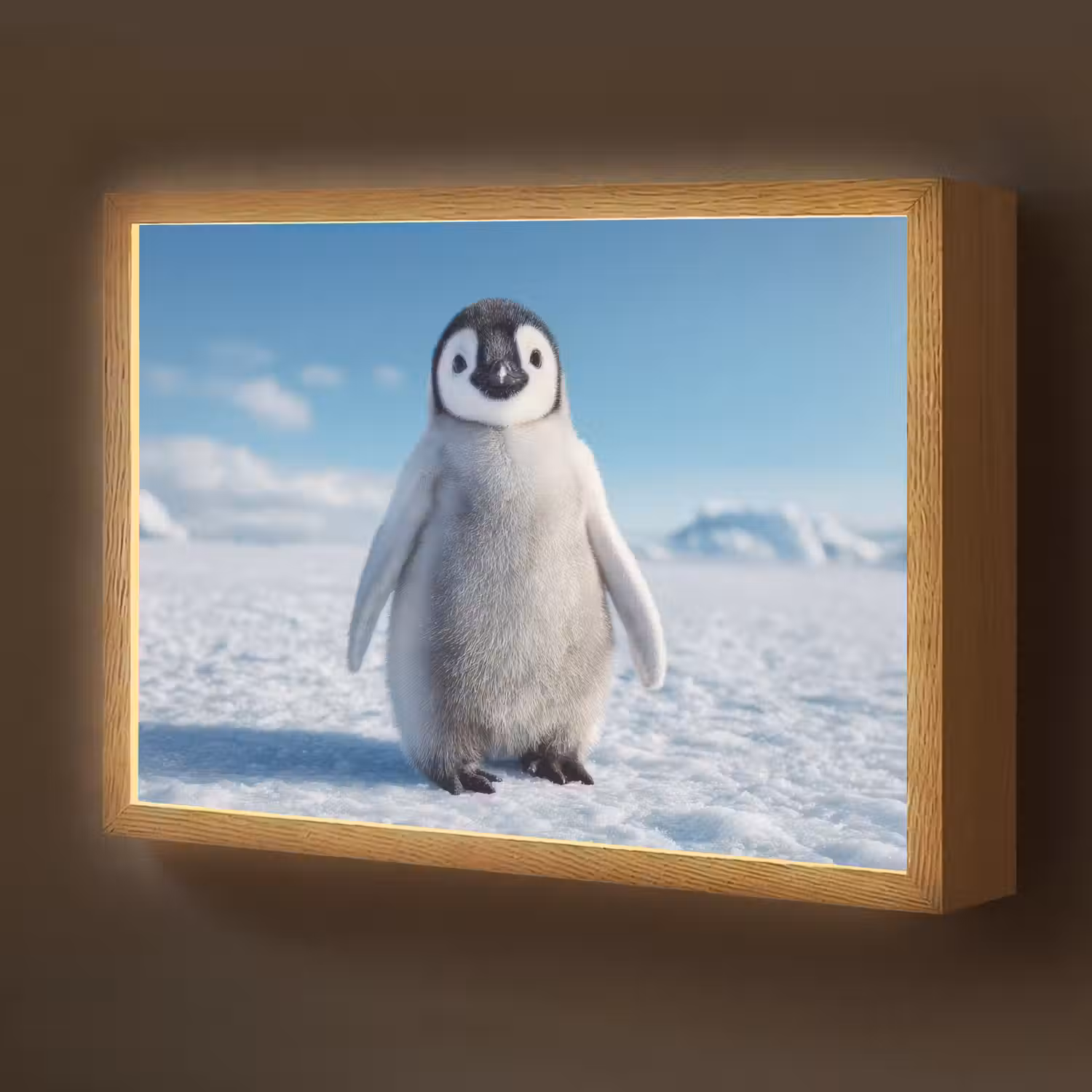 Pinguïn - Sneeuw - Landschap - Wit Light Box met batterij (Wandlamp kind) middel -z3d_website