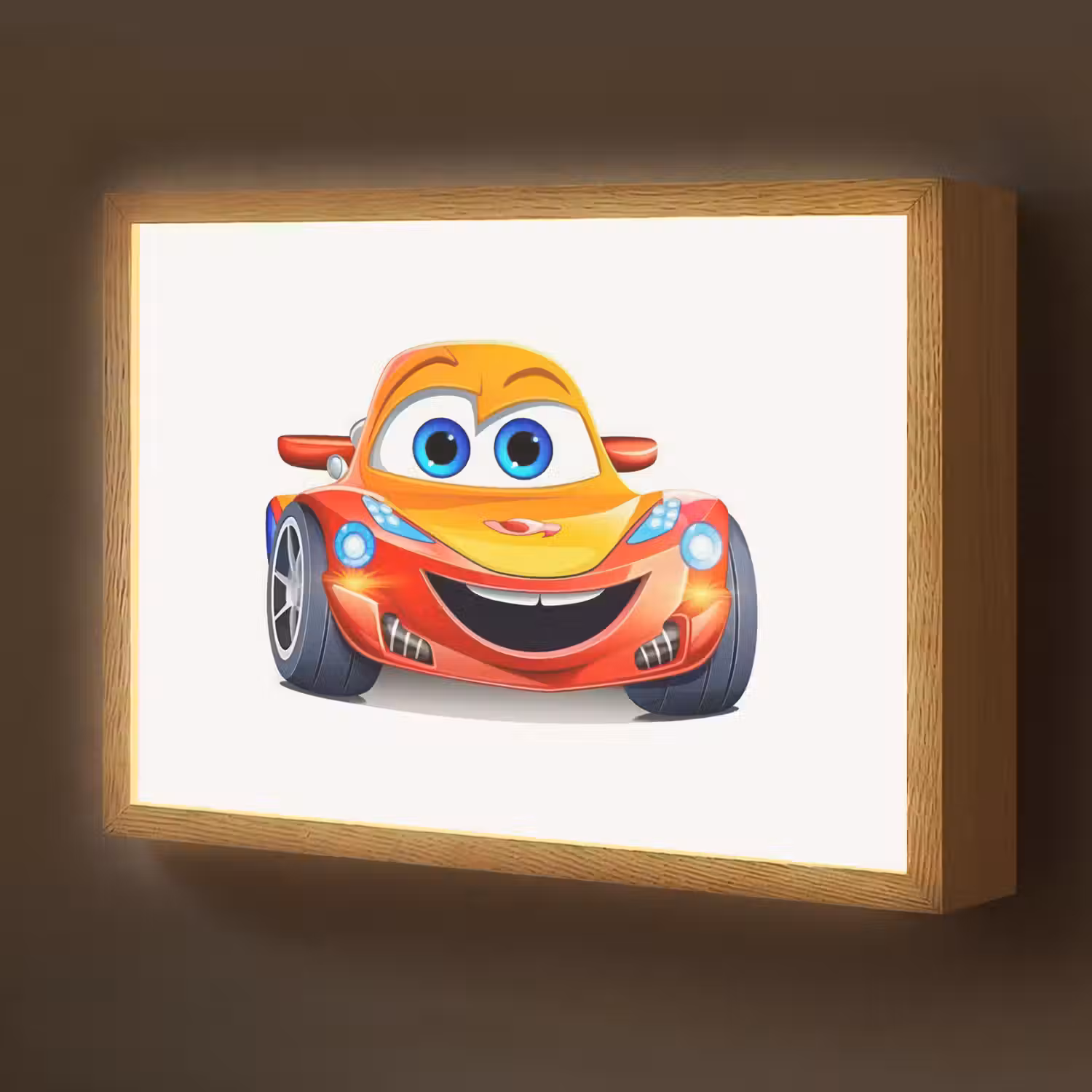 Raceauto - Oranje - Jongens - Kinderen - Auto Light Box met batterij (Wandlamp kind) middel -z3d_website