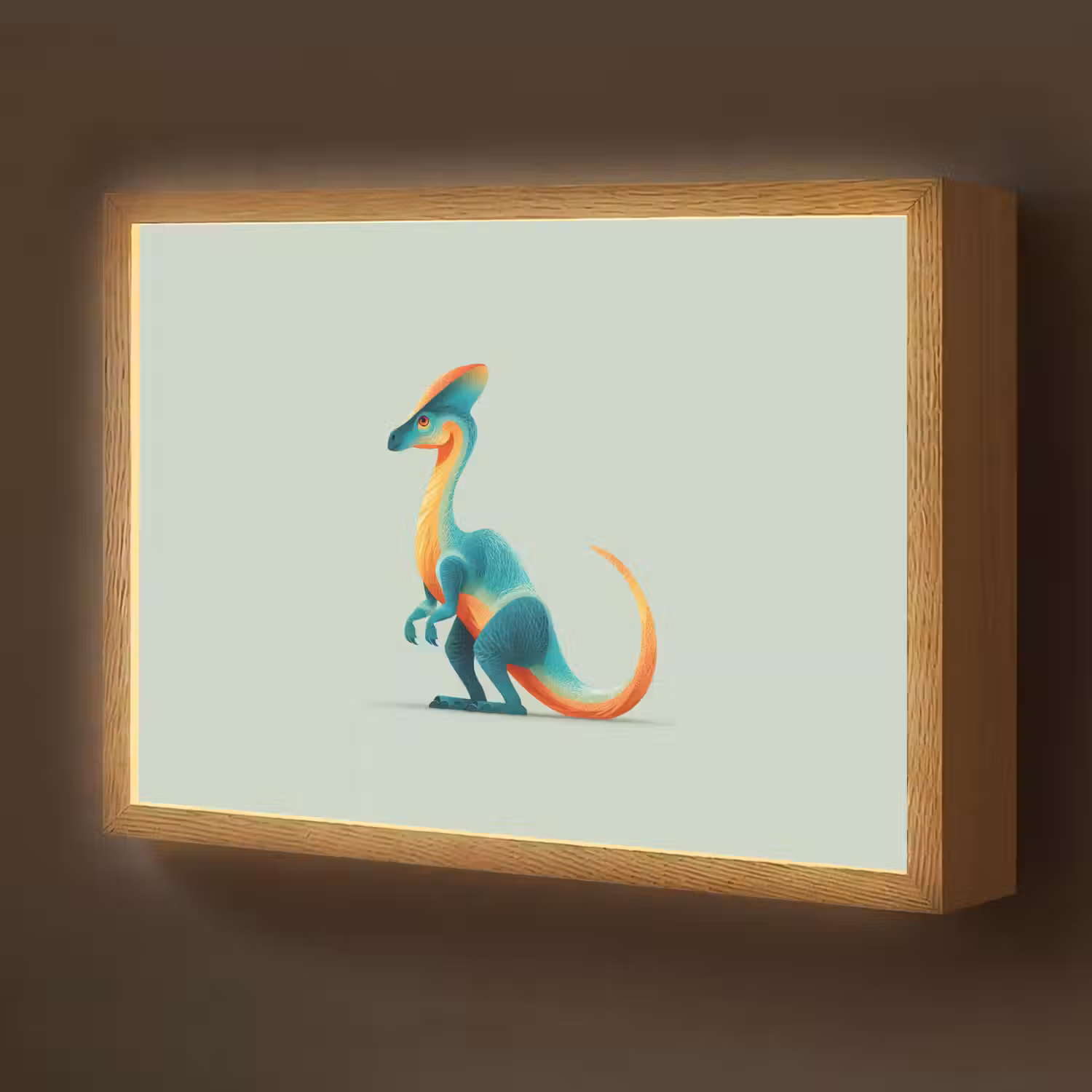 Staart - Dino - Minimalistisch - Blauw Light Box met batterij (Wandlamp kind) middel -z3d_website