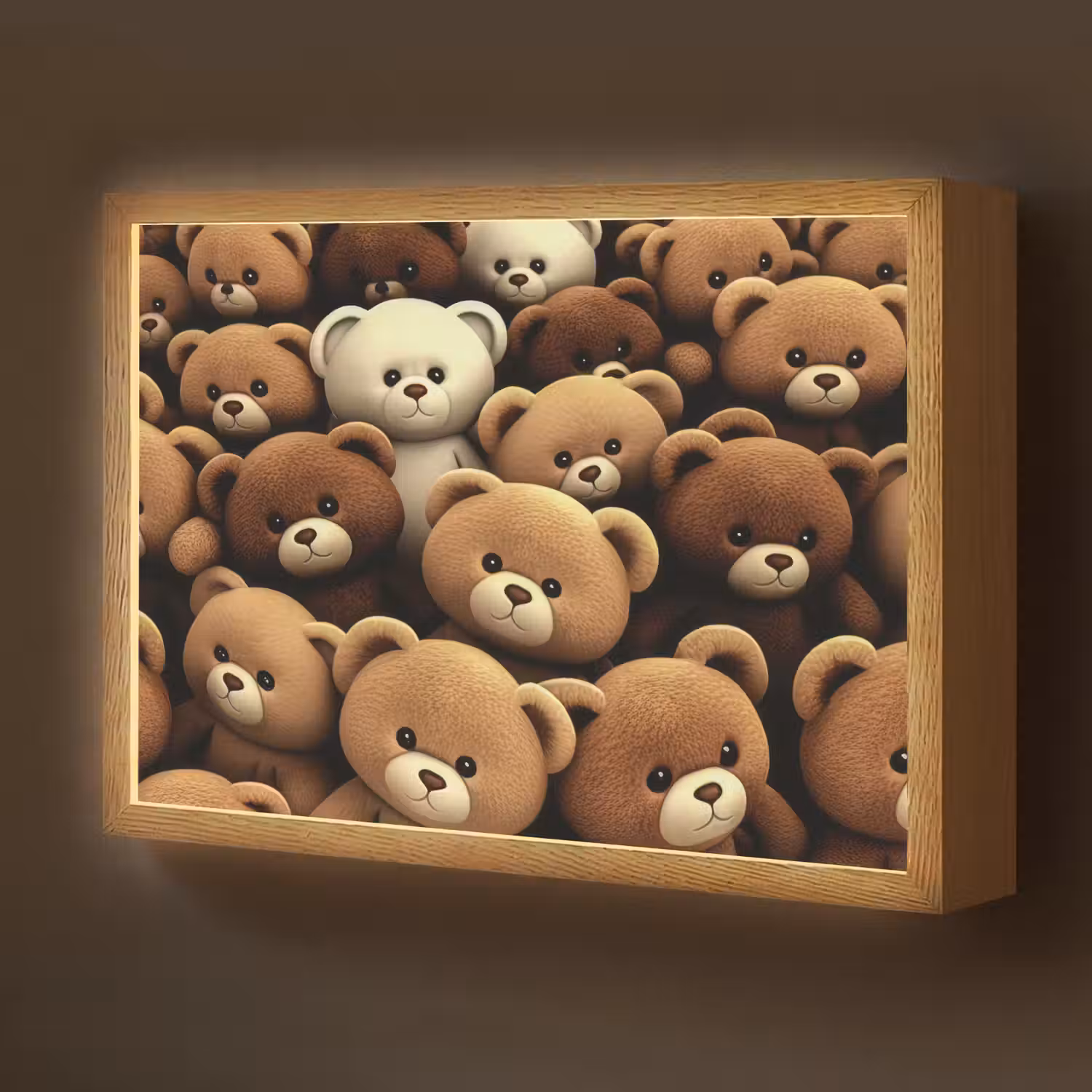 Teddybeer - Knuffel - Bruin - Beer - Jongens - Meisjes Light Box met batterij (Wandlamp kind) middel -z3d_website