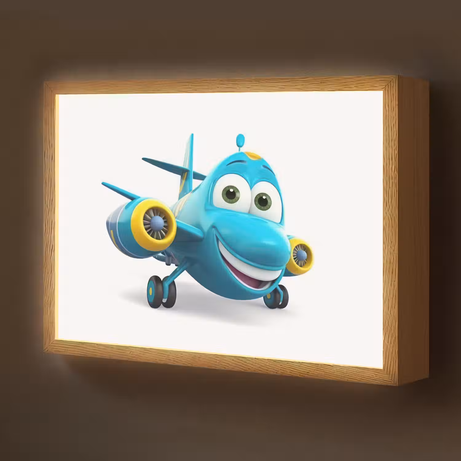 Vliegtuig - Blauw - Kinderen - Jongens Light Box met batterij (Wandlamp kind) middel -z3d_website