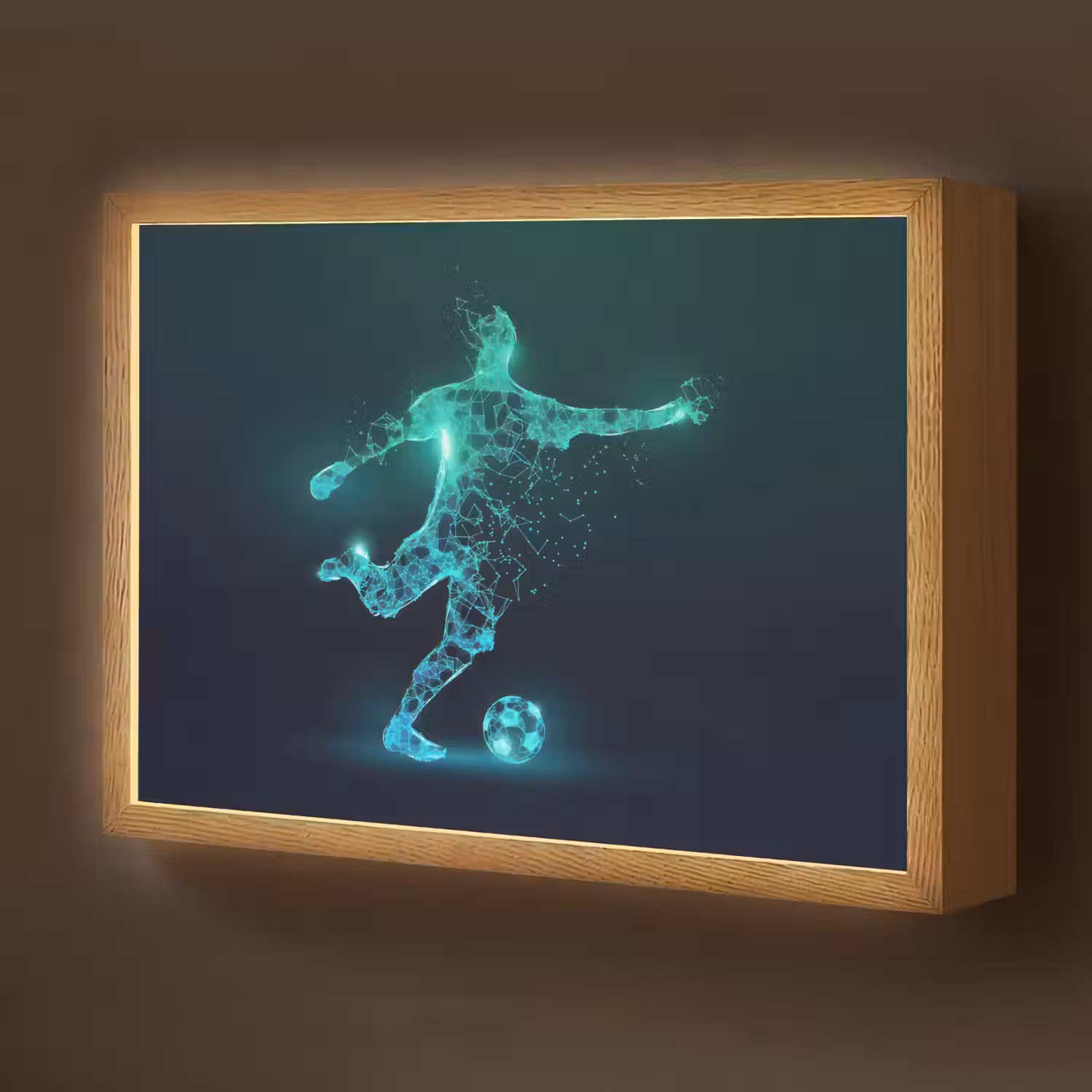 Voetballer - Trap - Blauw - Digitaal Light Box met batterij (Wandlamp kind) middel -z3d_website