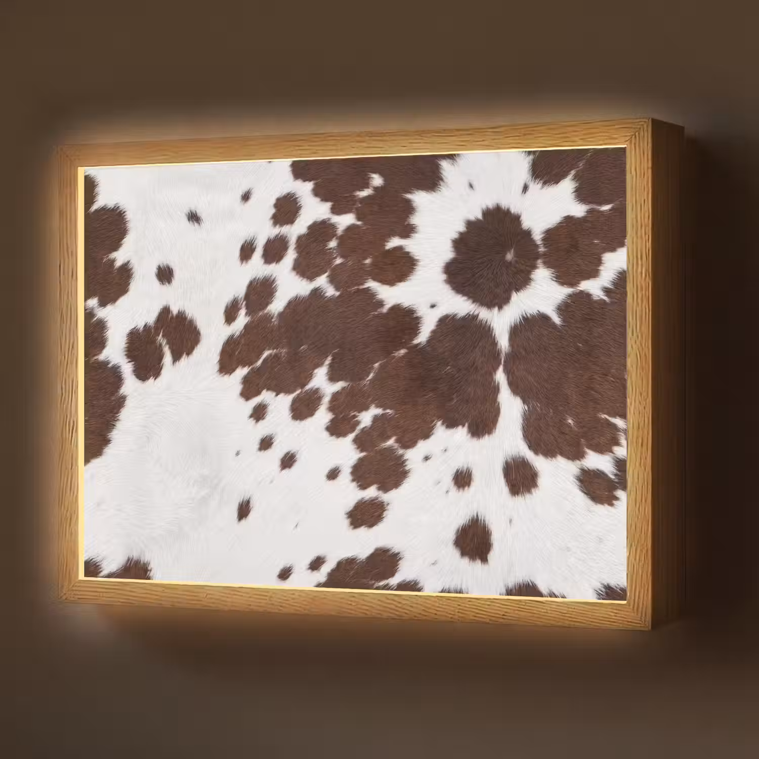 Koeienhuid - Klassiek - Bruin Light Box met batterij (Wandlamp) middel -z3d_website