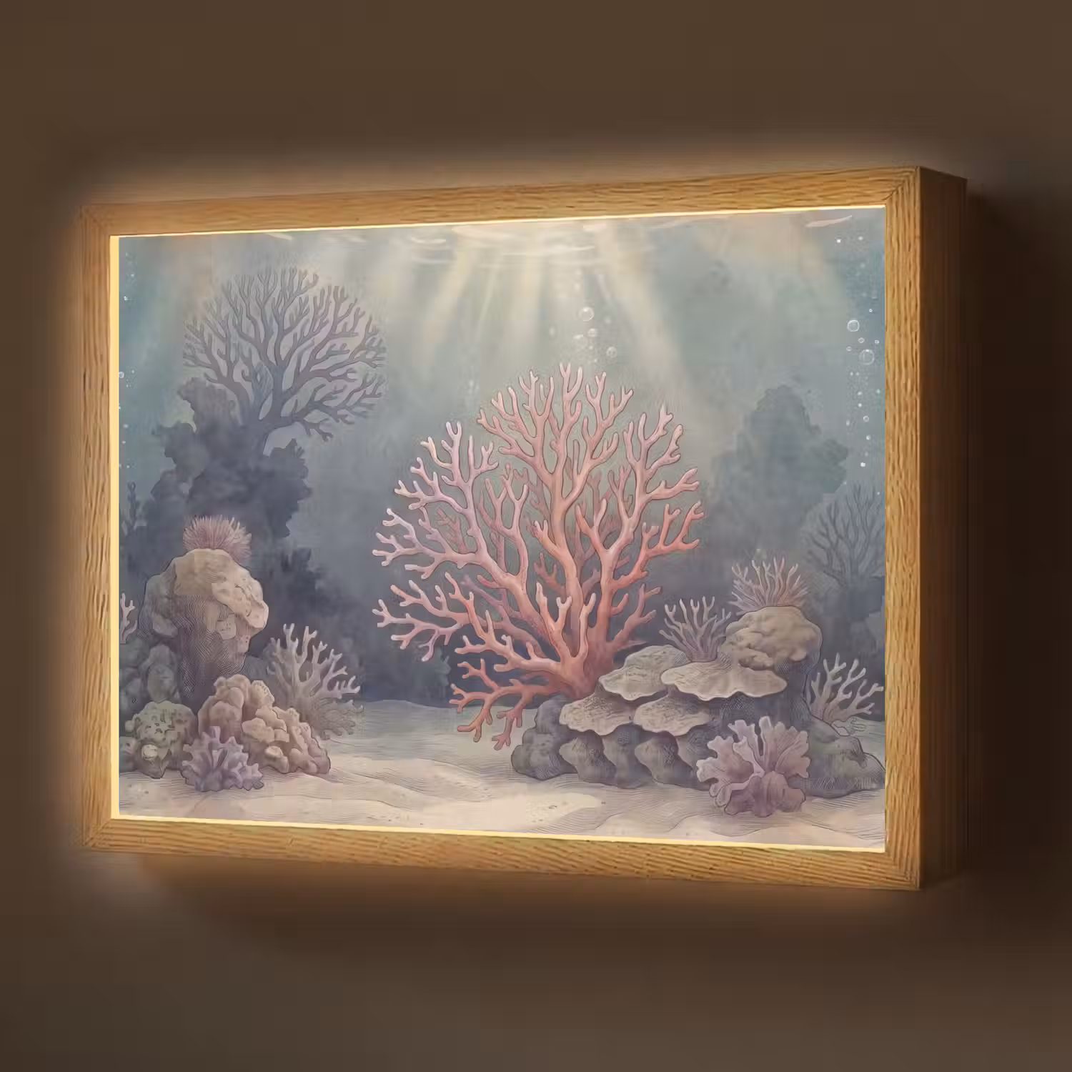 Koraal - Onderwater - Natuur - Roze Light Box met batterij (Wandlamp) middel -z3d_website