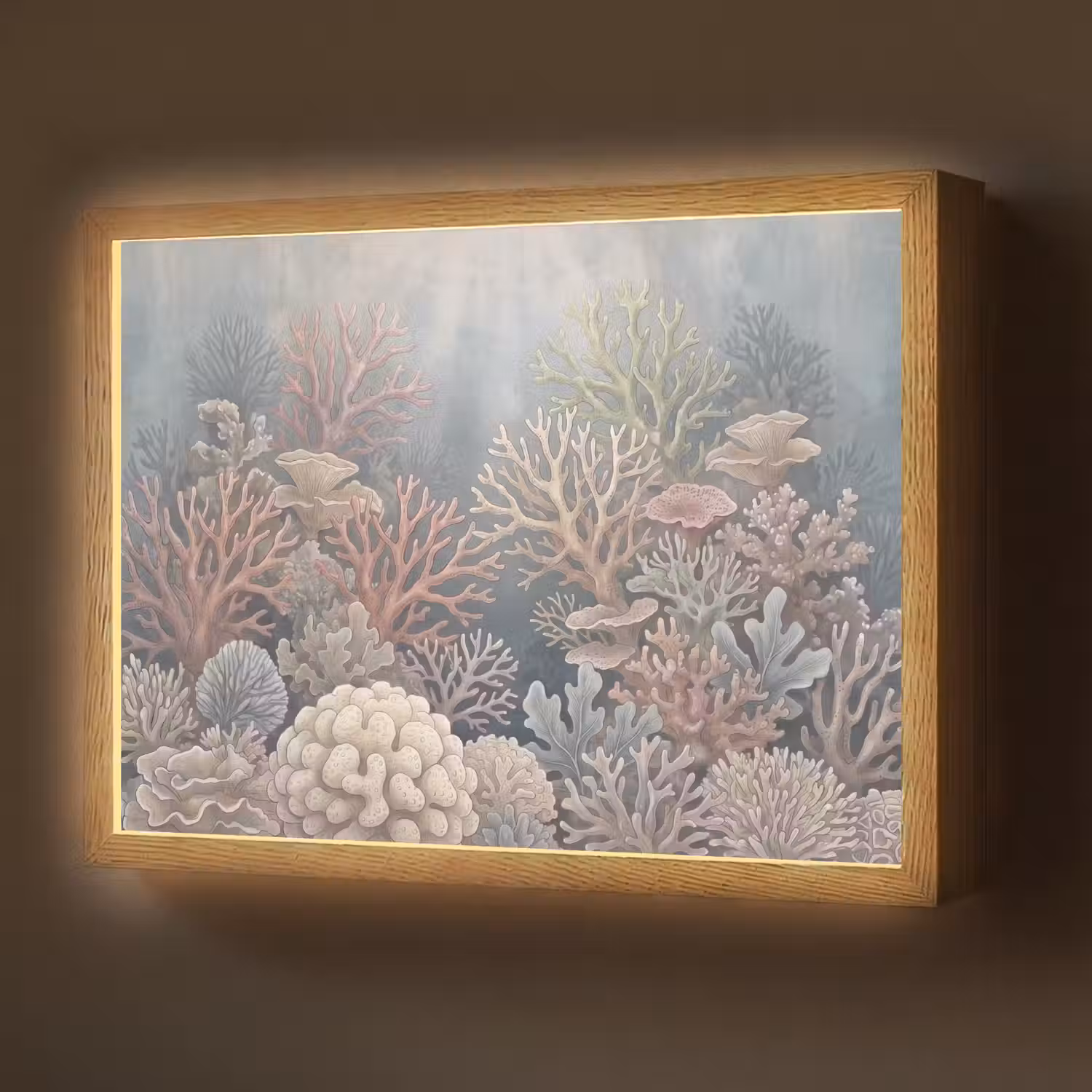Koraal - Zeeleven - Onderwater - Illustratie - Natuur Light Box met batterij (Wandlamp) middel -z3d_website