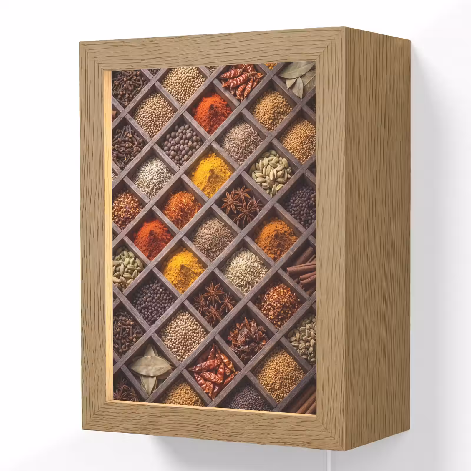 Lightbox - Wandlamp - Kruiden - Houten - Eten - Kruiden - Houten - Eten Light Box met kabel (Wandlamp) klein