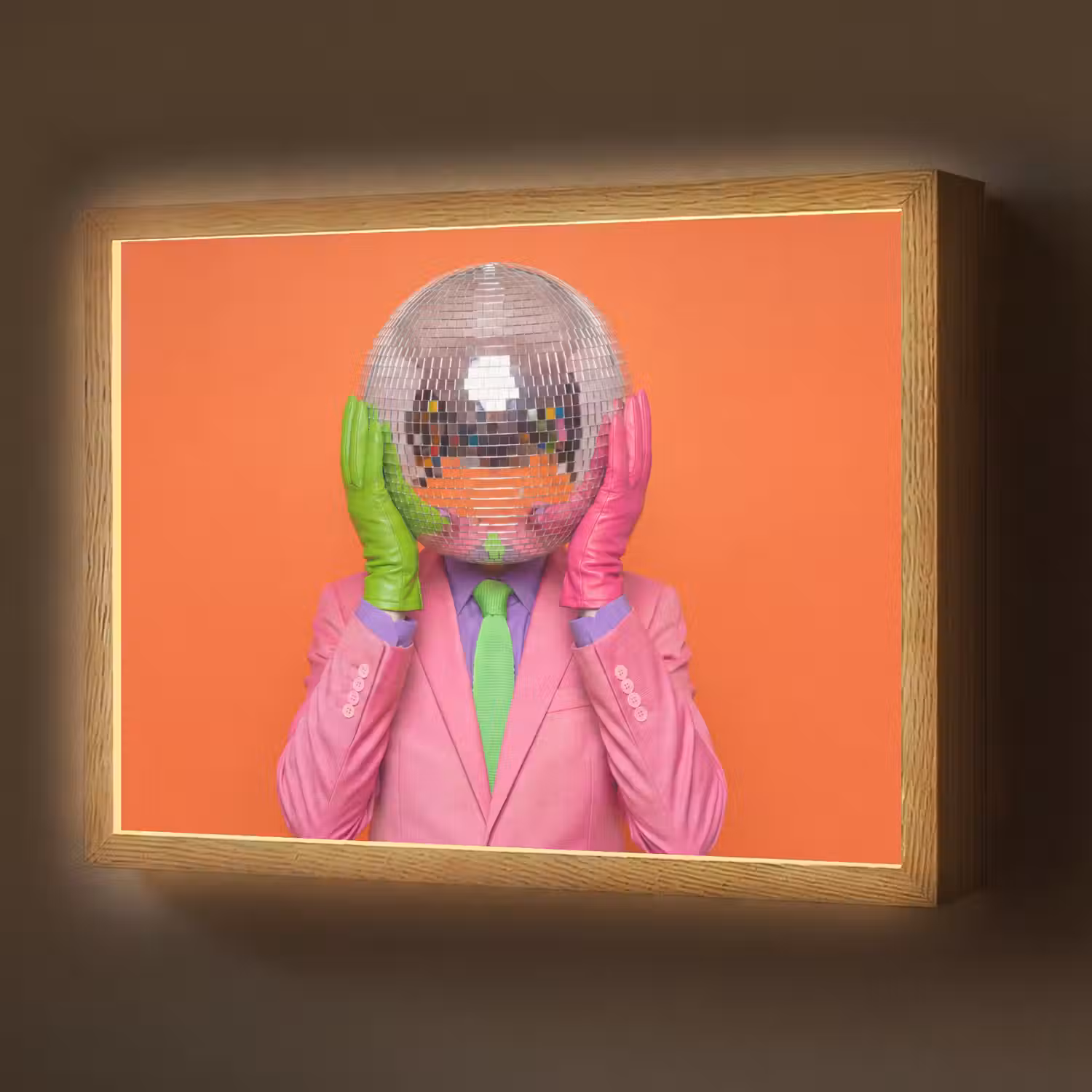 Kunst - Disco bal - Kleurrijk - Modern - Studio Light Box met batterij (Wandlamp) middel -z3d_website
