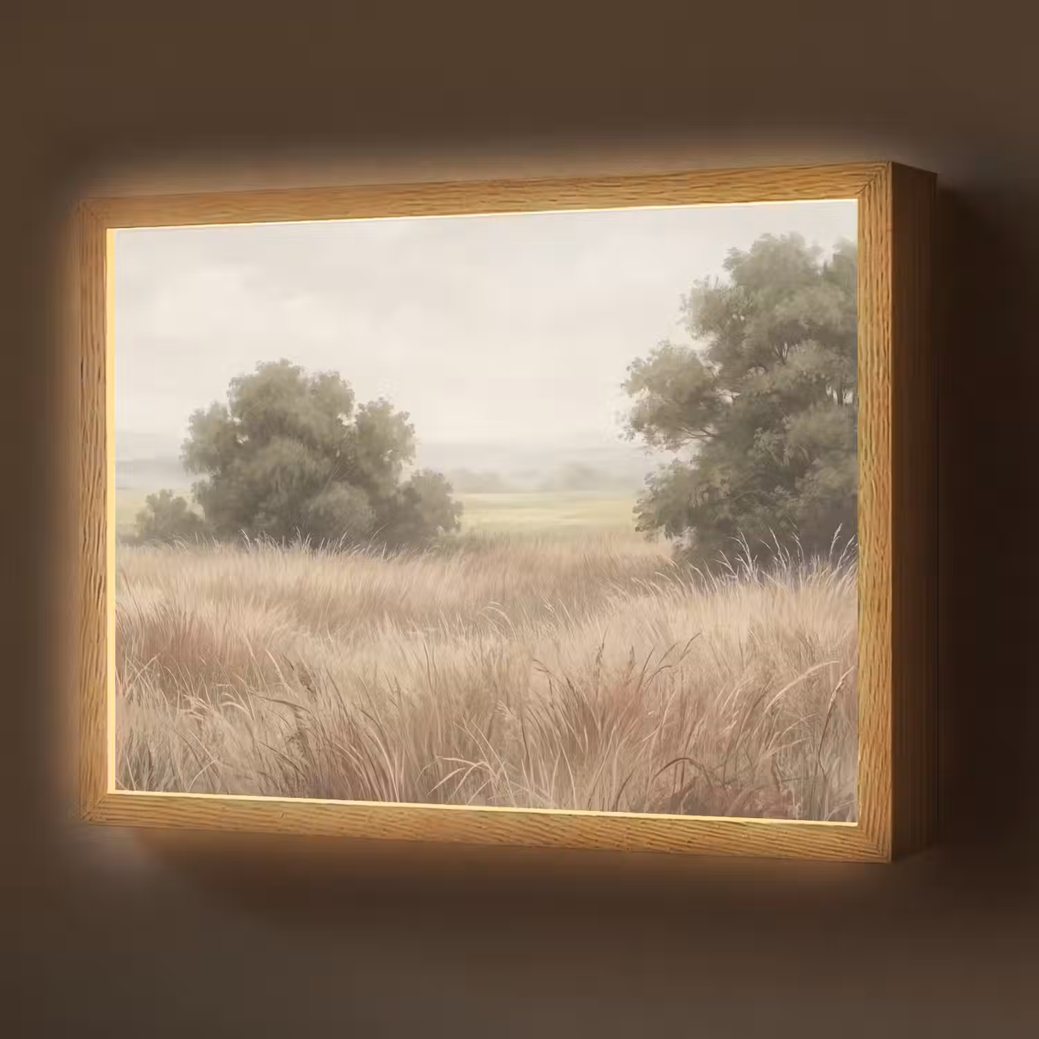 Landschap - Minimalistisch - Beige Light Box met batterij (Wandlamp) middel -z3d_website