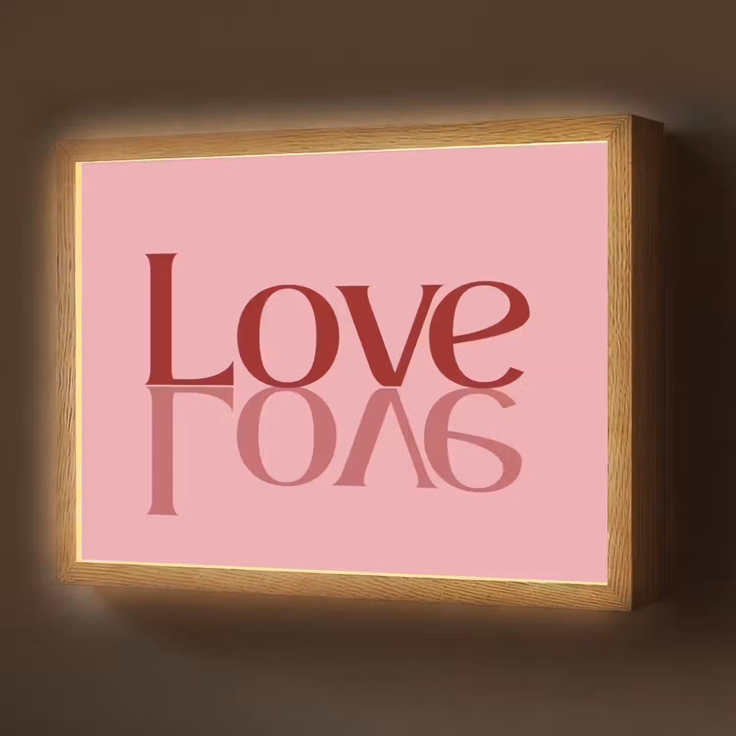 Love - Roze - Spiegeling Light Box met batterij (Wandlamp) middel -z3d_website