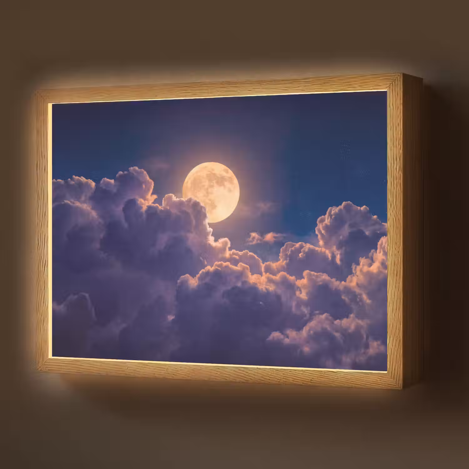 Maan - Wolken - Nacht - Oranje Light Box met batterij (Wandlamp) middel -z3d_website