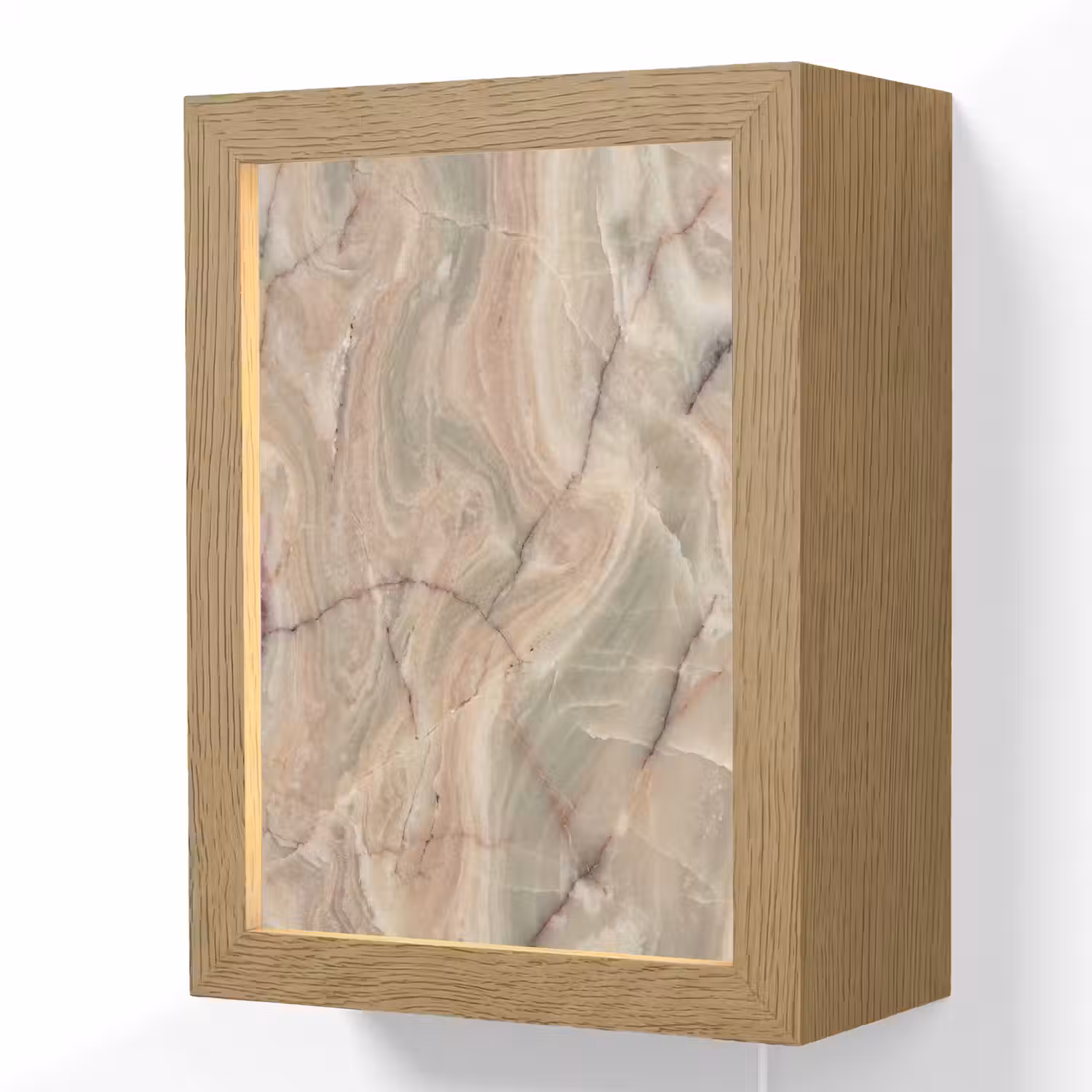 Marmer - Patroon - Abstract - Beige - Groen Light Box met kabel (Wandlamp) klein -3d
