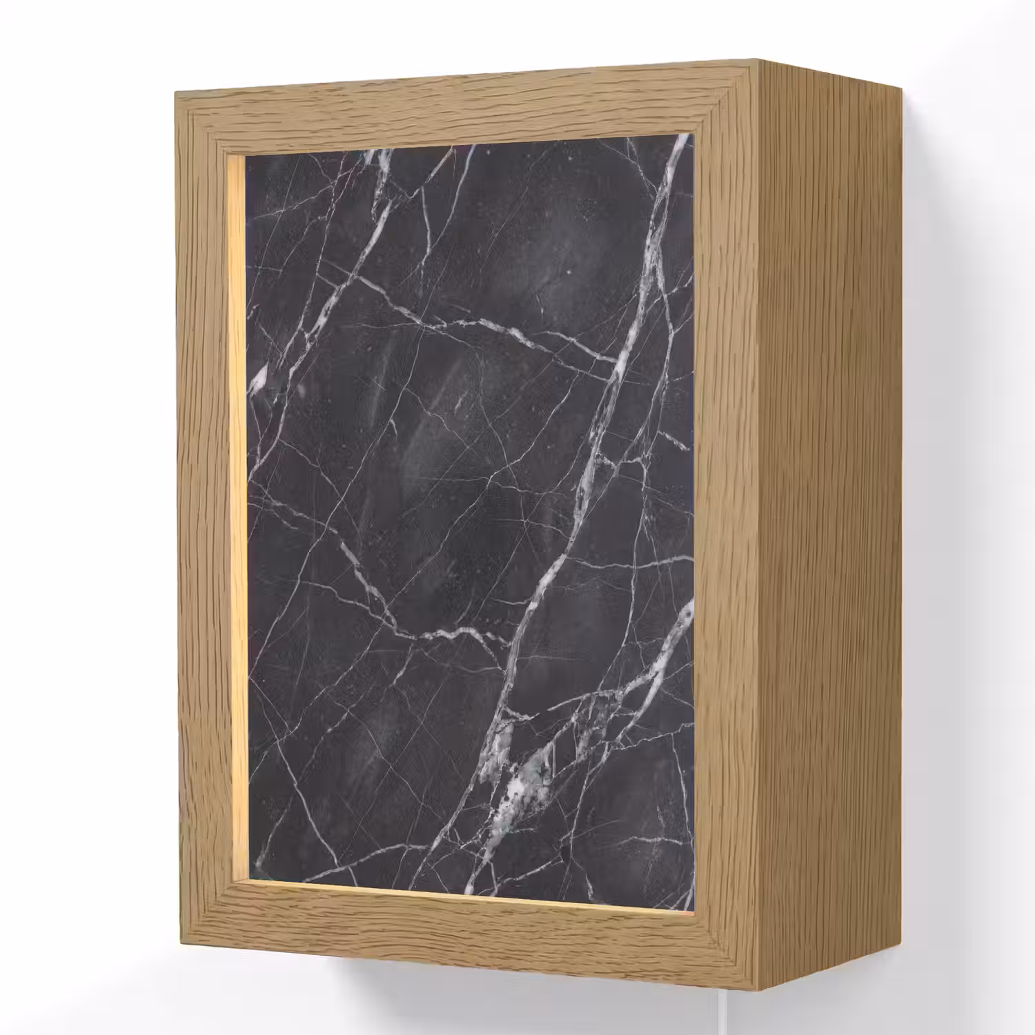 Marmer - Patroon - Modern - Zwart - Wit Light Box met kabel (Wandlamp) klein -3d