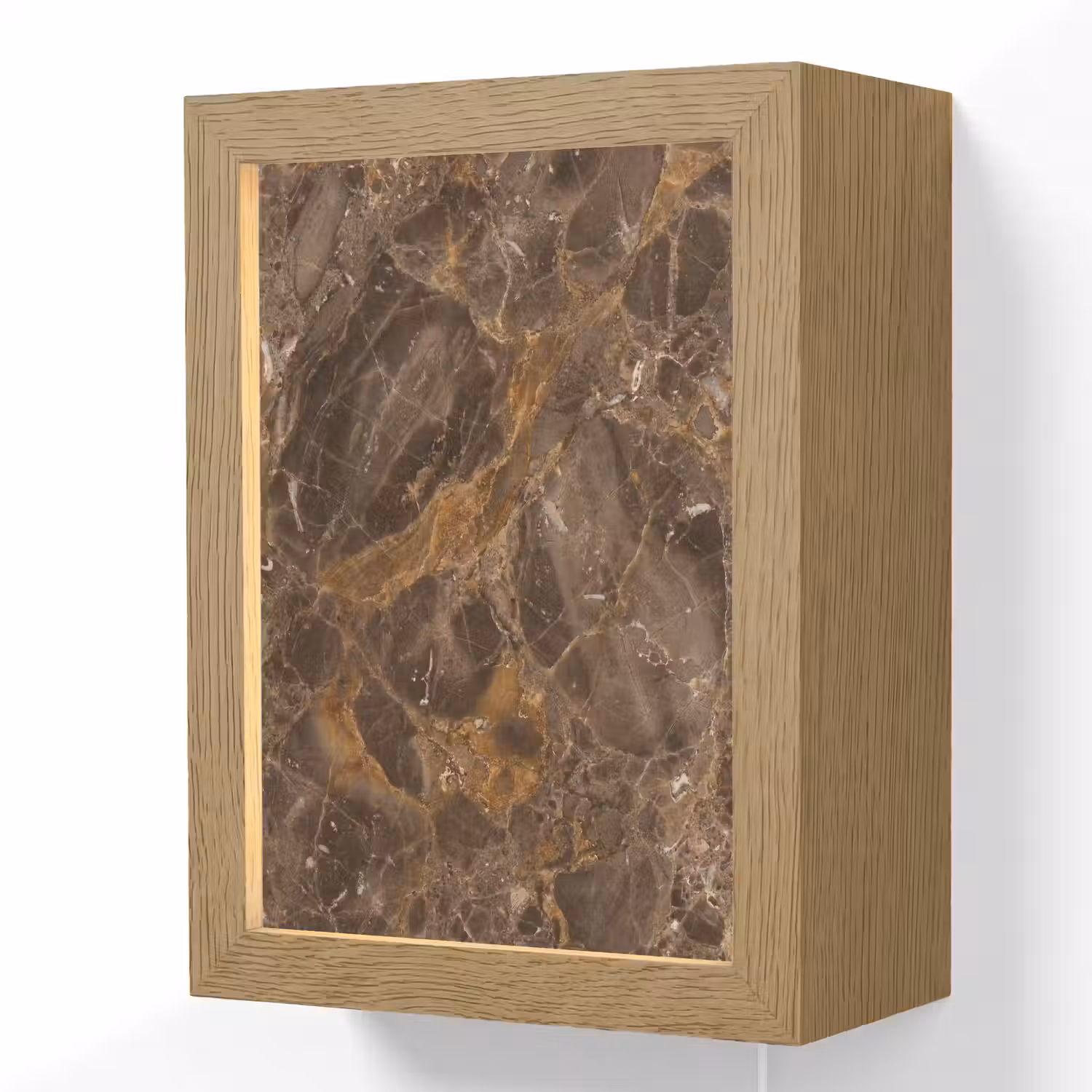 Marmer - Patroon - Natuur - Bruin - Goud Light Box met kabel (Wandlamp) klein -3d
