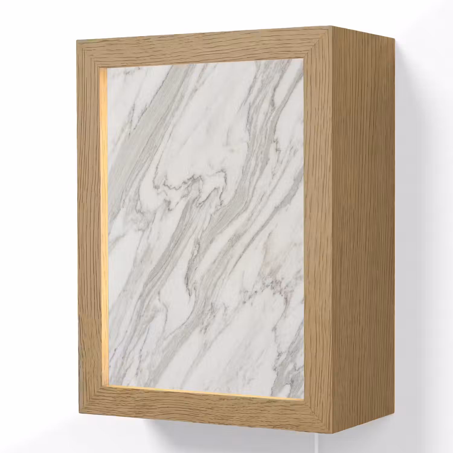 Marmer - Wit - Grijs - Structuur - Modern Light Box met kabel (Wandlamp) klein -3d