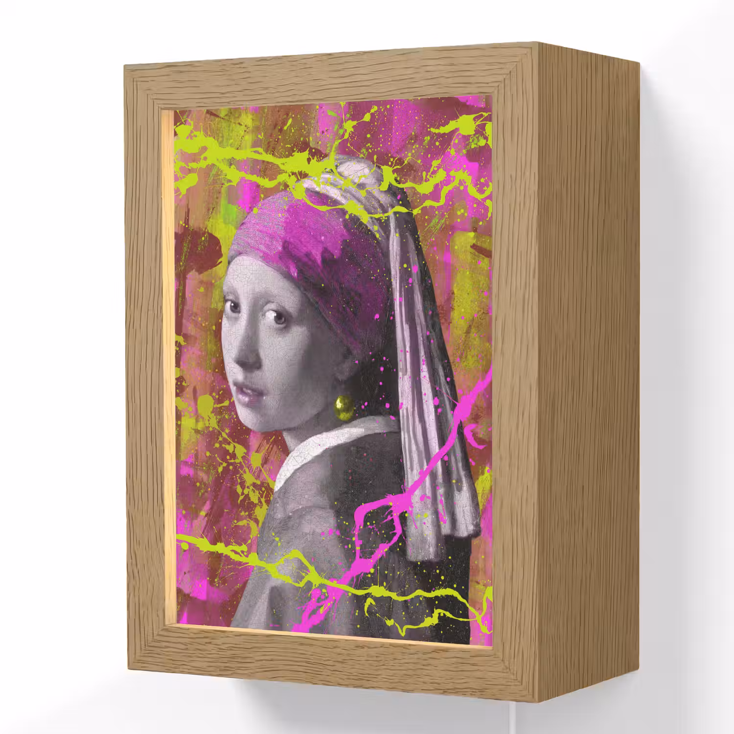Meisje met de parel - Johannes Vermeer - Neon Light Box met kabel (Wandlamp) klein -3d
