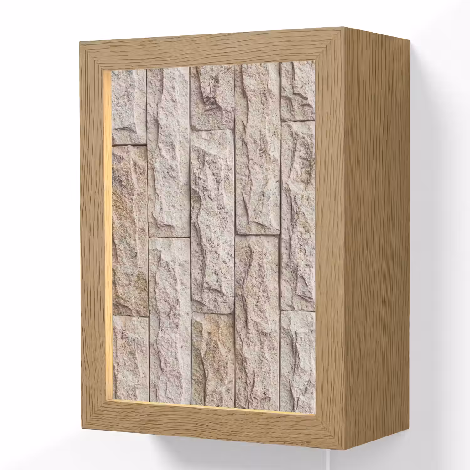Muur - Steen - Ruw - Beige - Textuur Light Box met kabel (Wandlamp) klein -3d