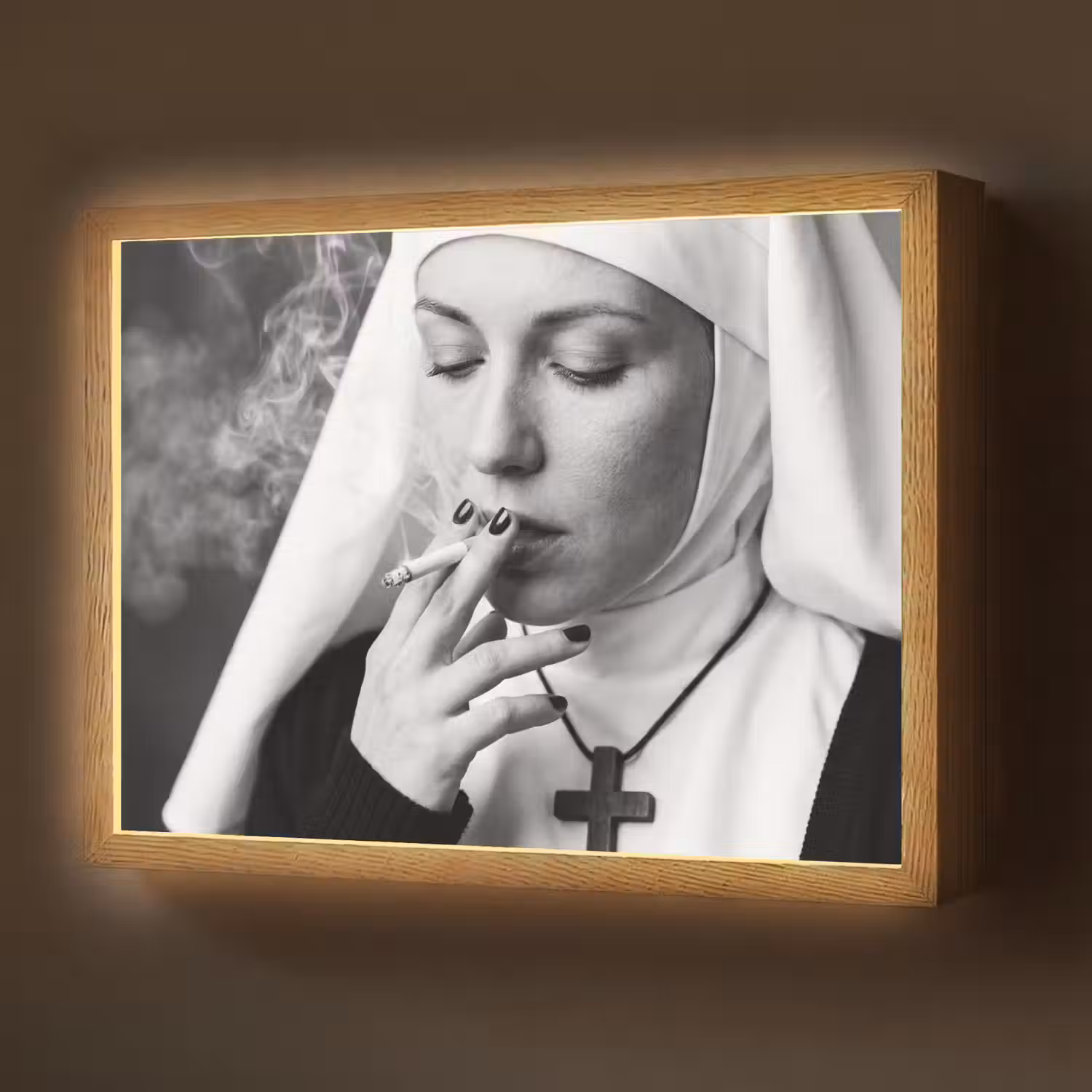 Non - Roken - Portret - Zwart - Wit - Rebels Light Box met batterij (Wandlamp) middel -z3d_website