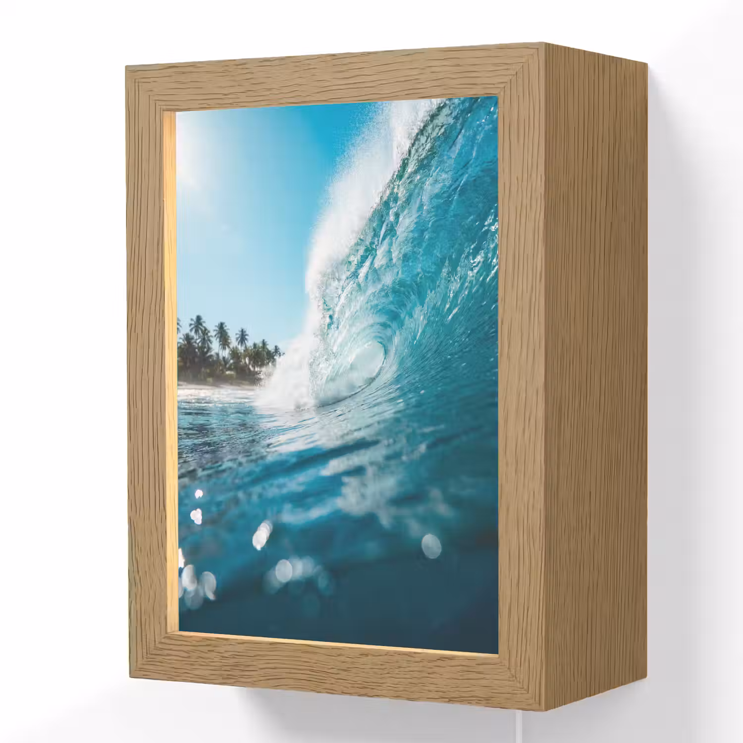 Oceaan - Golf - Strand - Natuur - Blauw Light Box met kabel (Wandlamp) klein -3d