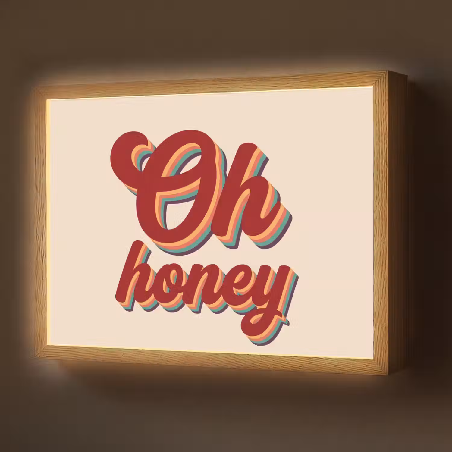 Oh honey - Rood - Schaduw Light Box met batterij (Wandlamp) middel -z3d_website