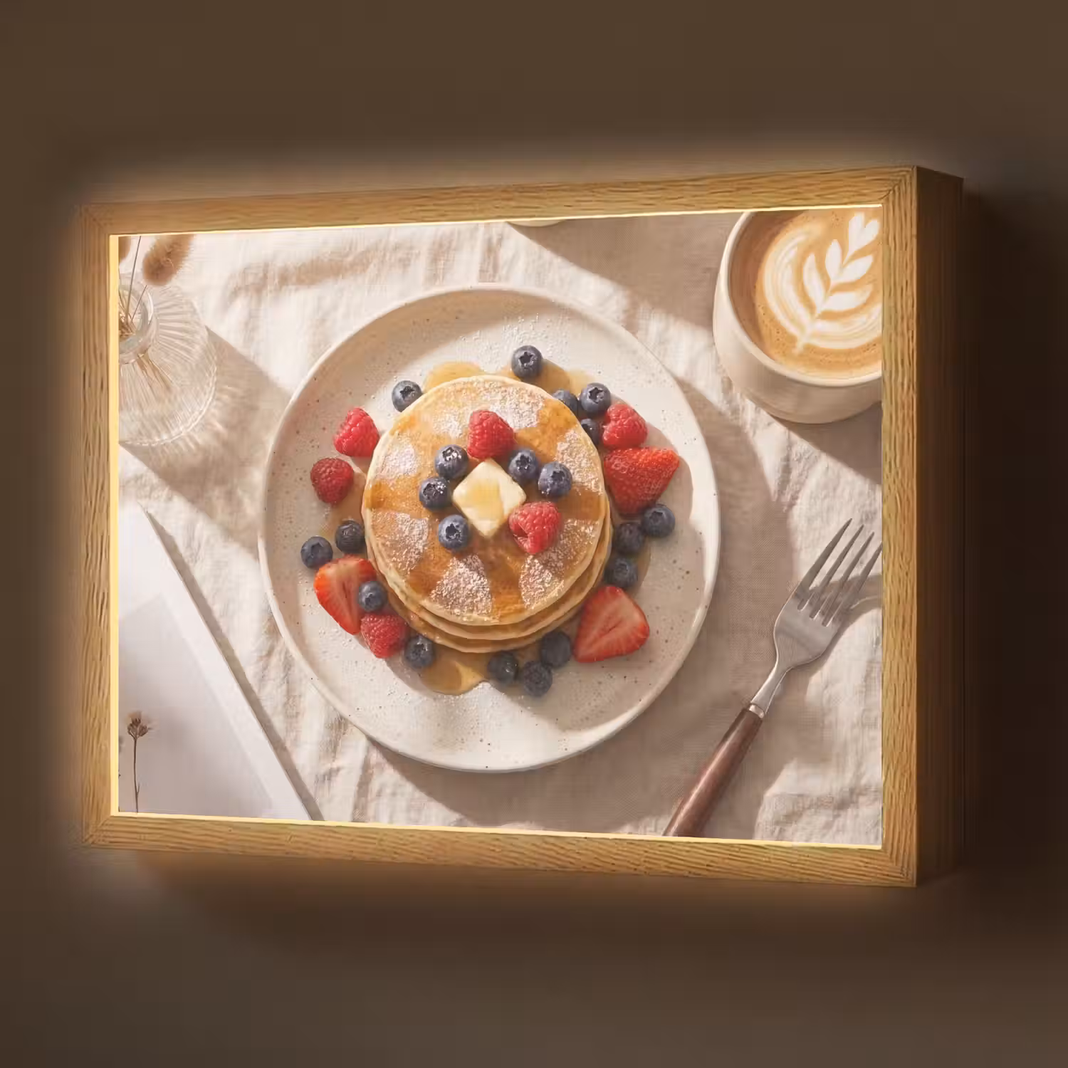 Pannenkoeken - Bessen - Ontbijt - Modern - Beige Light Box met batterij (Wandlamp) middel -z3d_website