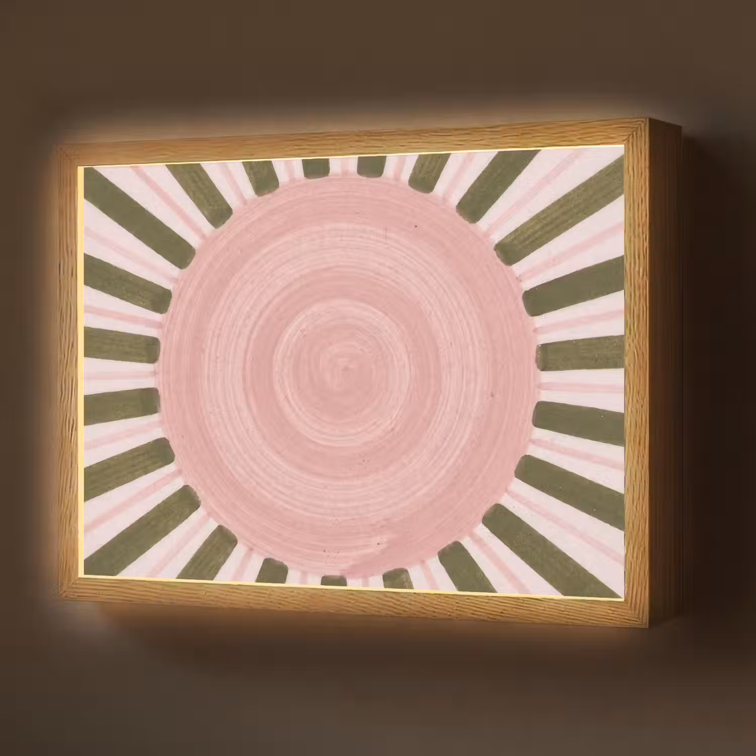 Patroon - Cirkel - Stralen - Abstract - Roze Light Box met batterij (Wandlamp) middel -z3d_website