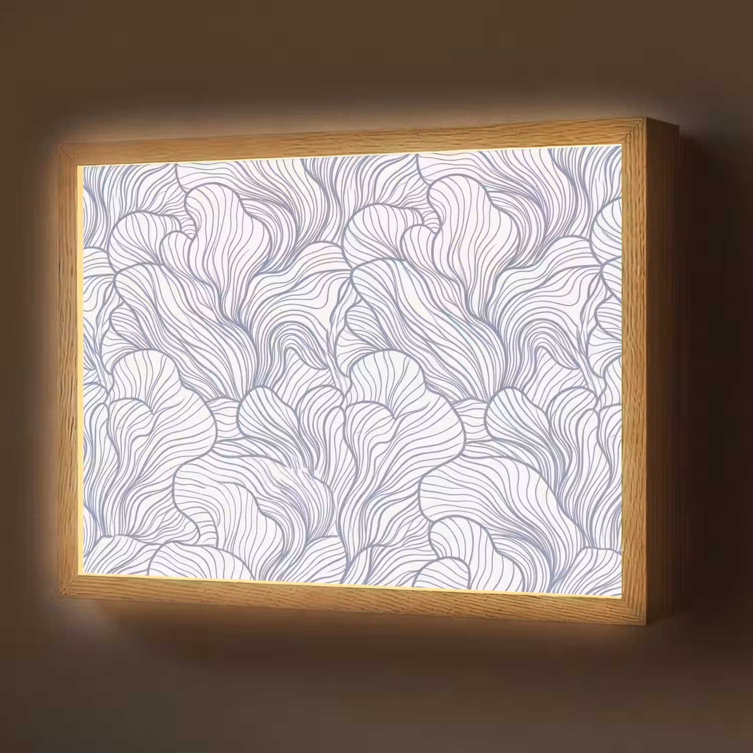Patroon - Lijnen - Organisch - Abstract - Blauw Light Box met batterij (Wandlamp) middel -z3d_website