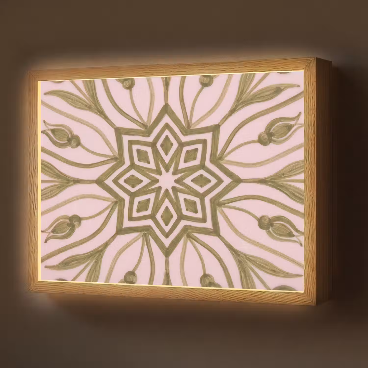 Patroon - Mandala - Decoratie - Abstract - Groen Light Box met batterij (Wandlamp) middel -z3d_website