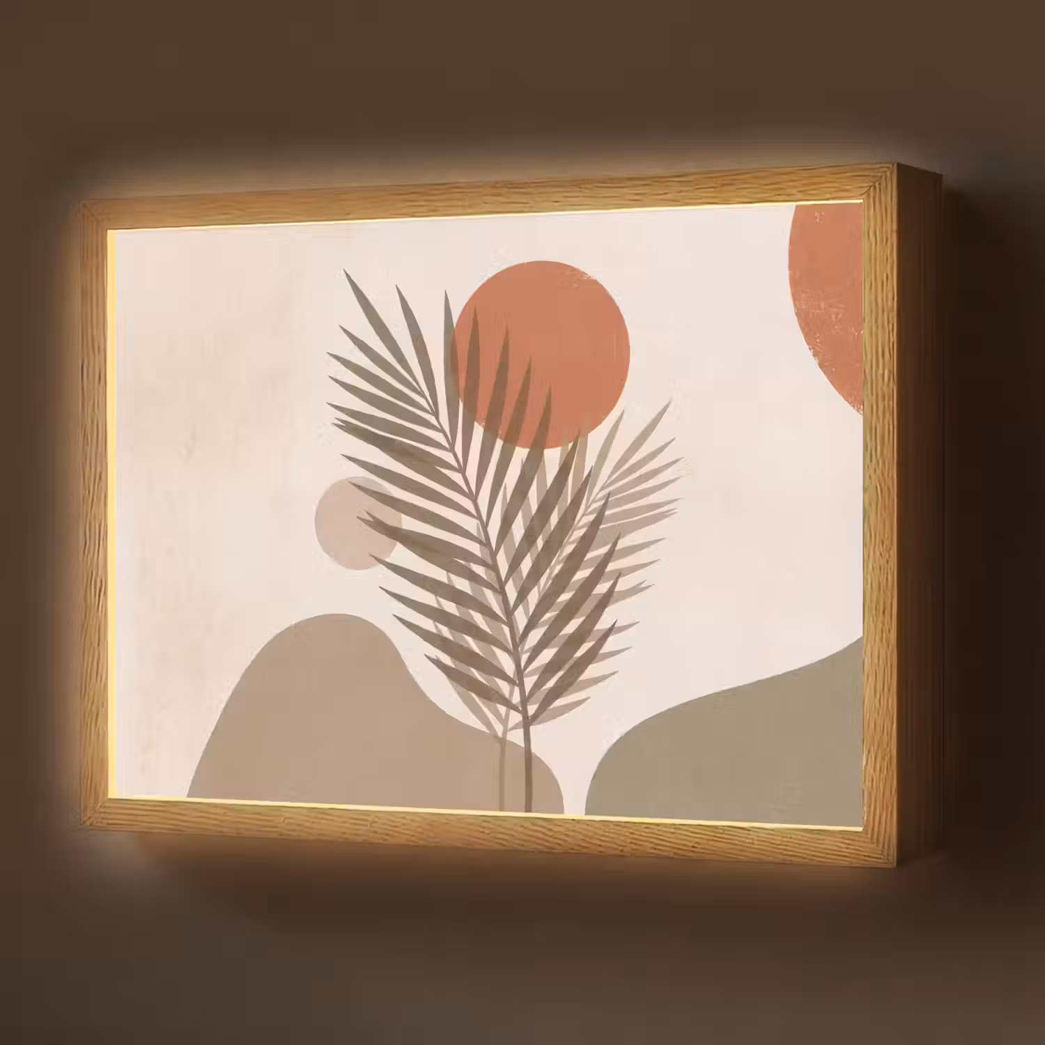 Planten - Bladeren - Abstract - Modern - Beige Light Box met batterij (Wandlamp) middel -z3d_website