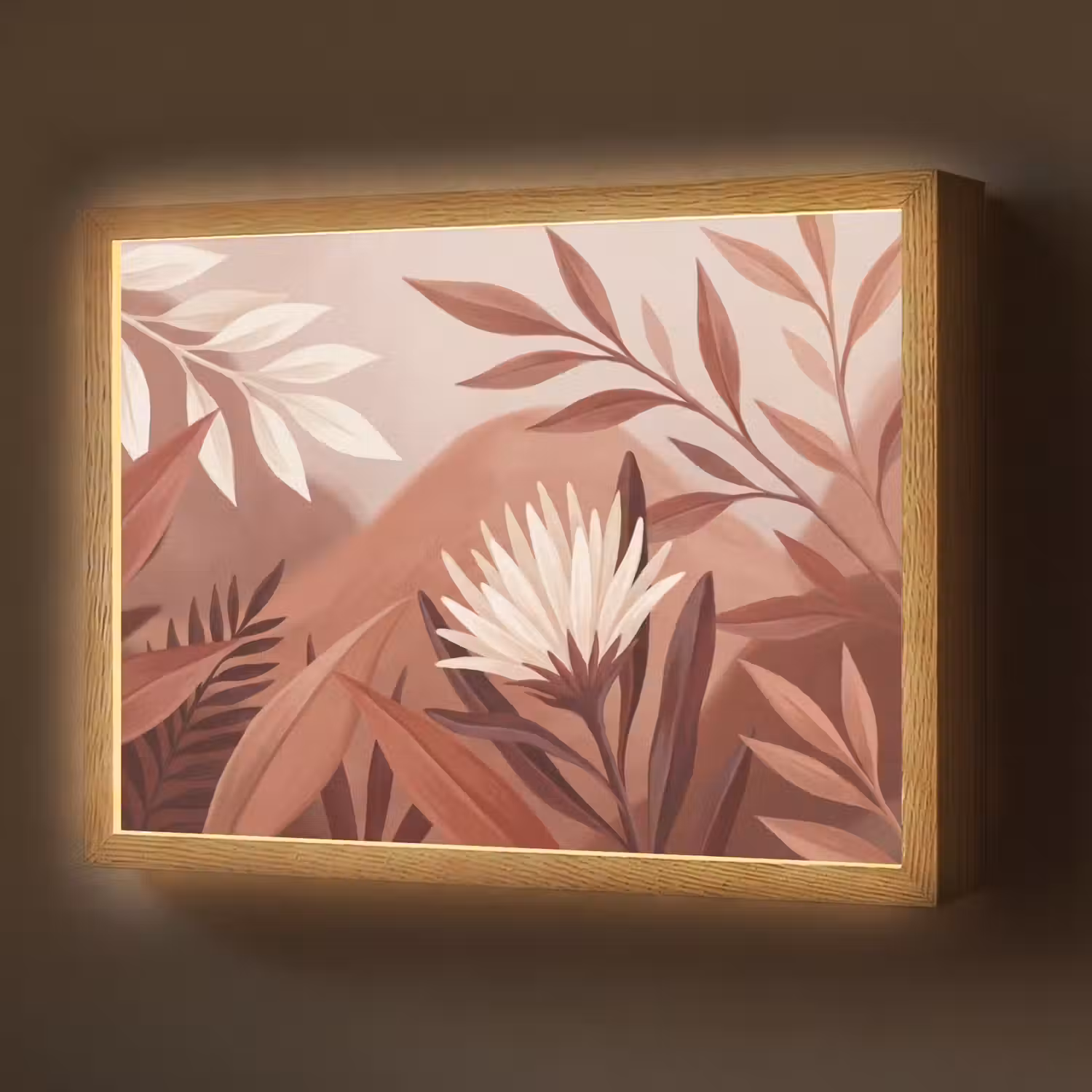 Planten - Bladeren - Botanisch - Modern - Bruin Light Box met batterij (Wandlamp) middel -z3d_website