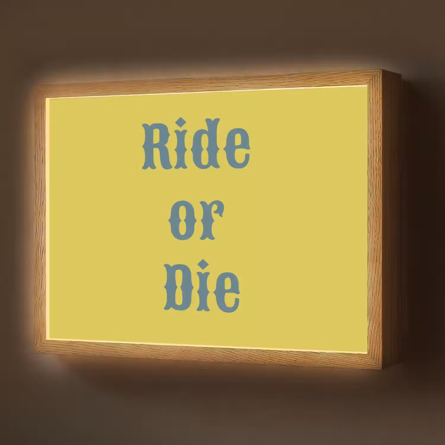 Ride or die - Geel - Blauw Light Box met batterij (Wandlamp) middel -z3d_website