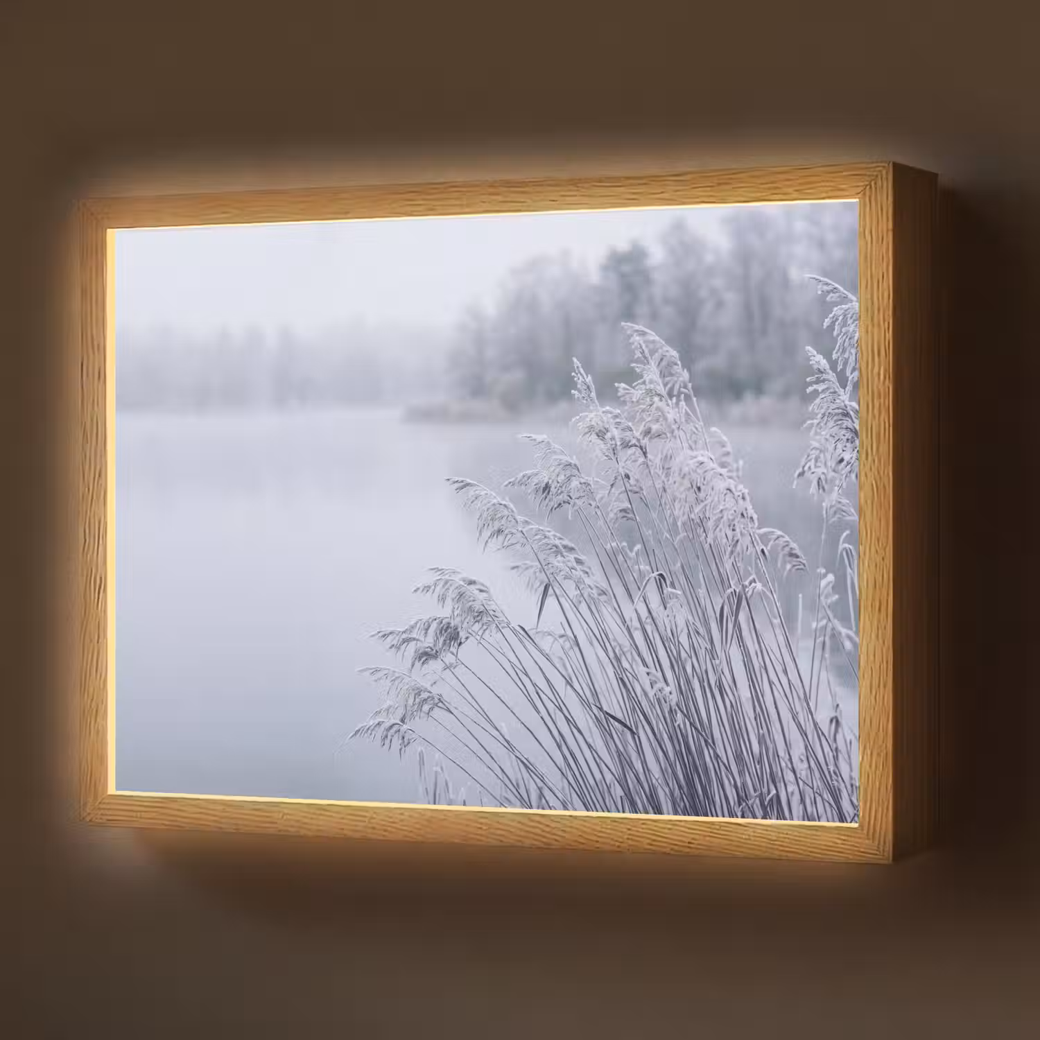 Riet - Bevroren - Winter - Natuur Light Box met batterij (Wandlamp) middel -z3d_website