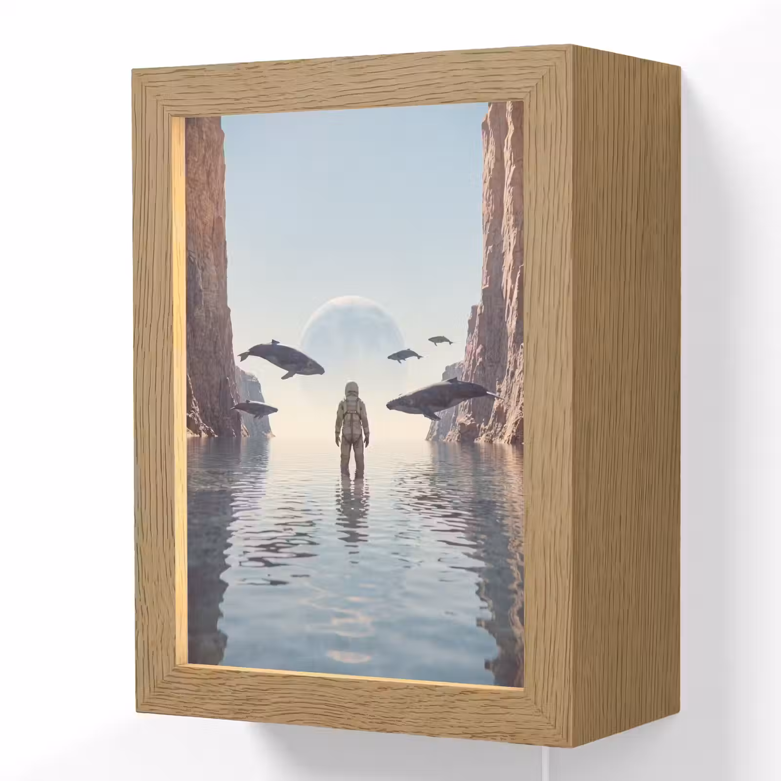 Lightbox - Wandlamp - Ruimtevaarder - Walvis - Fantasie - Ruimtevaarder - Walvis - Fantasie Light Box met kabel (Wandlamp) klein