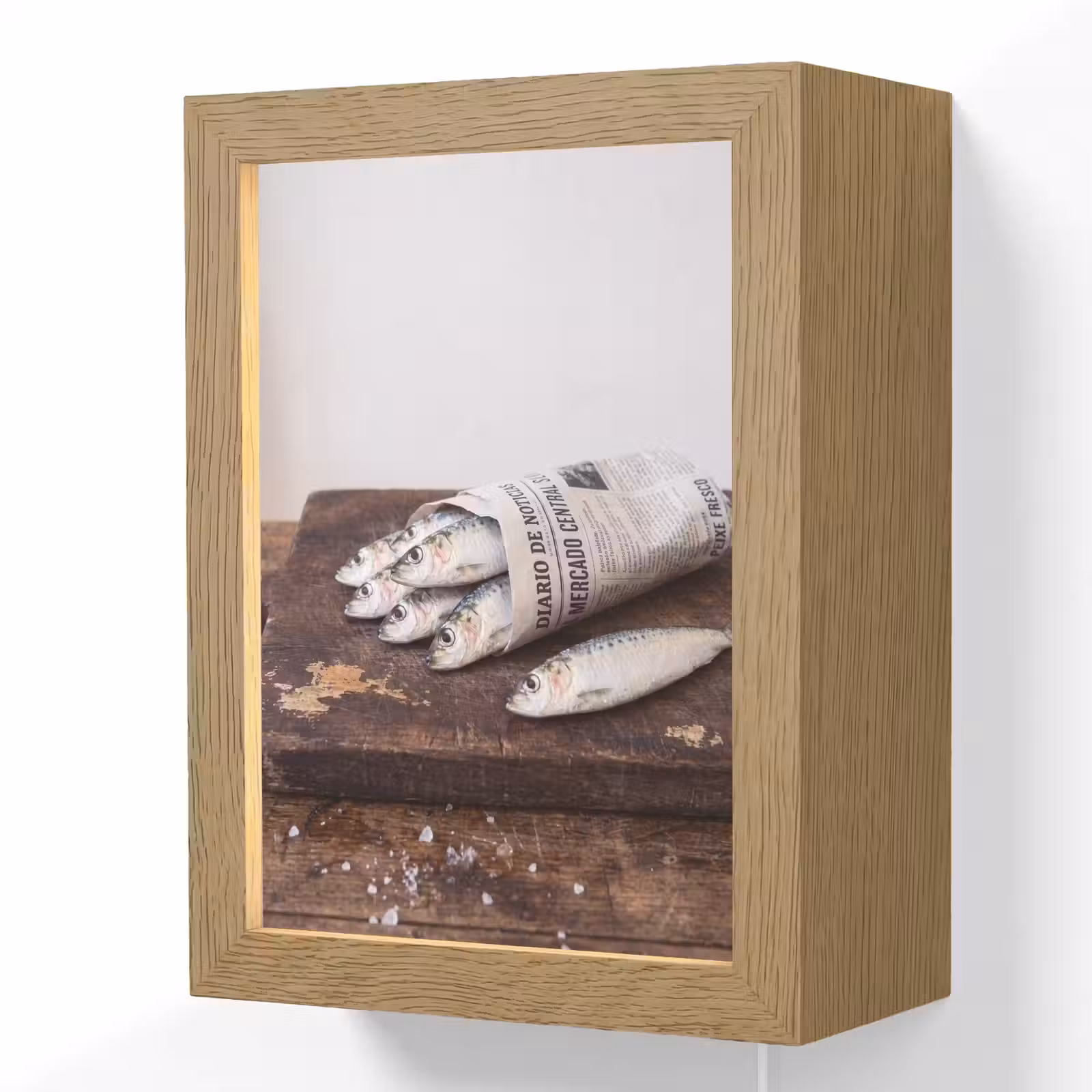 Lightbox - Wandlamp - Sardientje - krant - snijplank - Sardientje - krant - snijplank Light Box met kabel (Wandlamp) klein